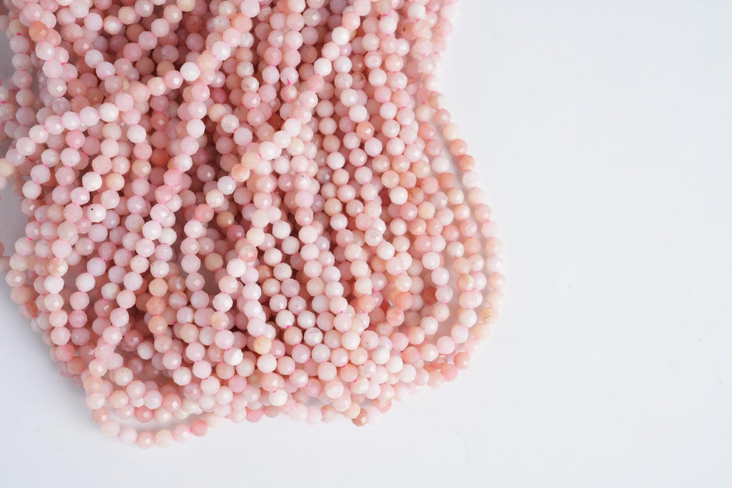 Natural Pink Opal Gemstone Round Micro Faceted Beads String 15.5 Inches Long 2/3/4/6 MM for Jewelry Making and Crafting - AS & JG