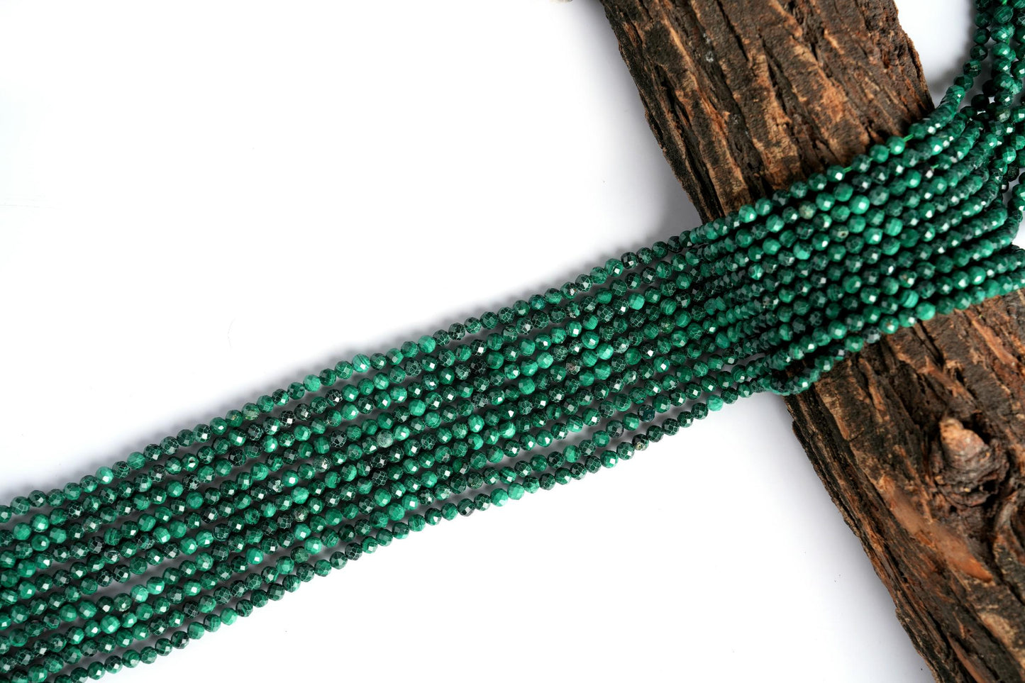 Natural Malachite Gemstone Round Micro Faceted Beads String 15.5 Inches Long 2/3/4/6 MM for Jewelry Making and Crafting - AS & JG