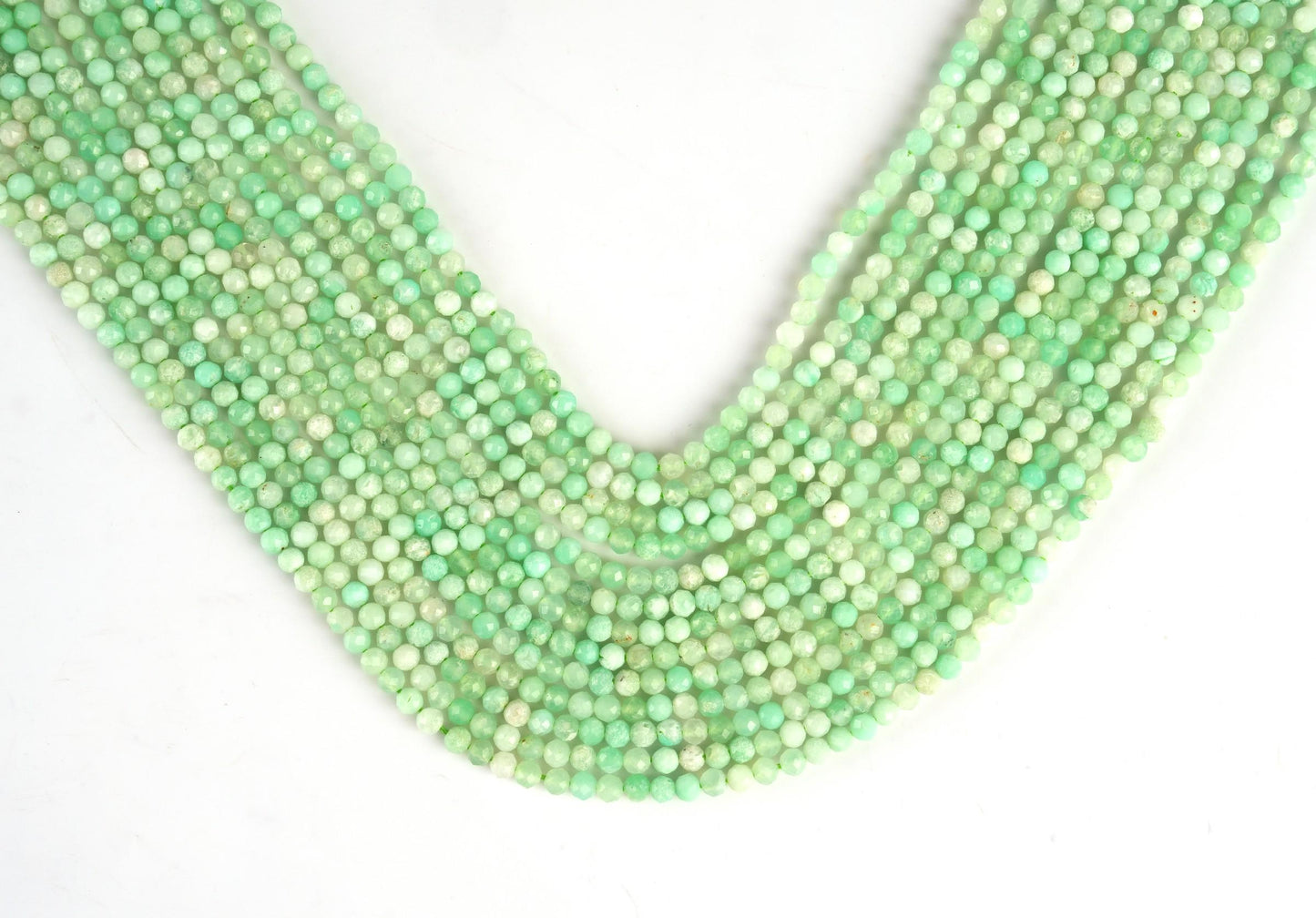 Natural Chrysoprase Gemstone Round Micro Faceted Beads String 15.5 Inches Long 2/3/4/6 MM for Jewelry Making and Crafting - AS & JG
