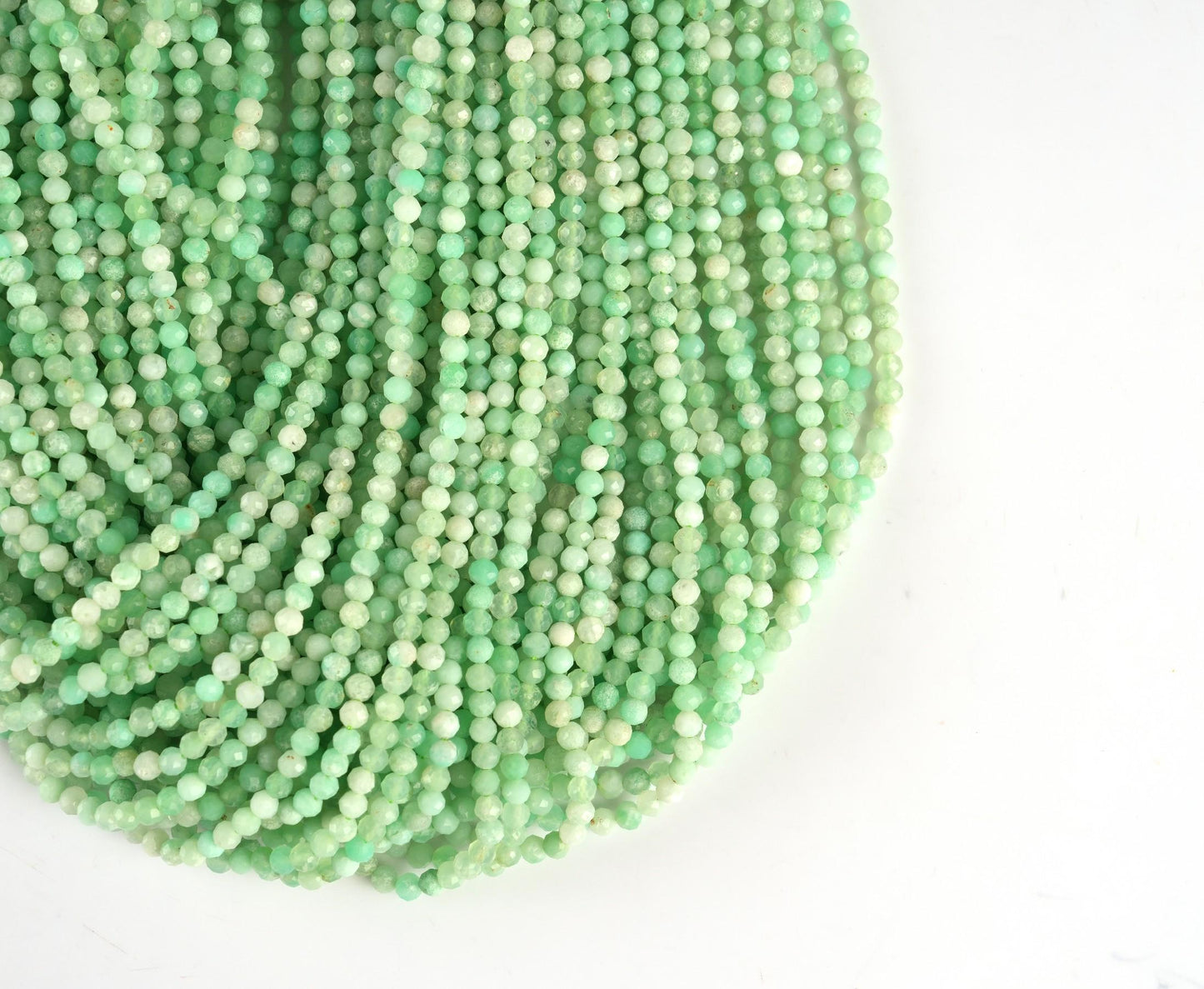 Natural Chrysoprase Gemstone Round Micro Faceted Beads String 15.5 Inches Long 2/3/4/6 MM for Jewelry Making and Crafting - AS & JG
