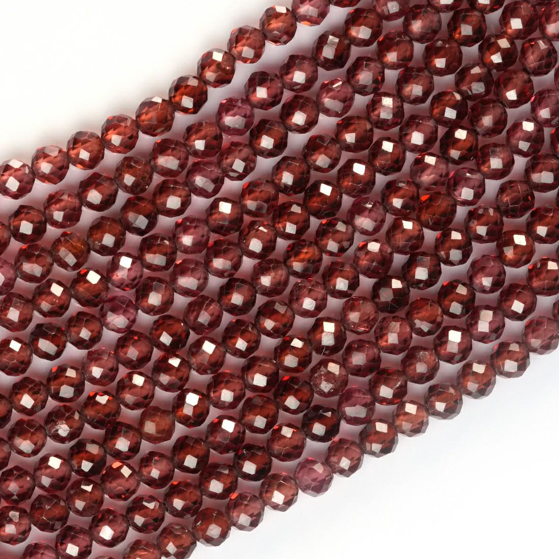 Natural Champagne Garnet Gemstone Round Micro Faceted Beads String 15.5 Inches Long 2/3/4/6 MM for Jewelry Making and Crafting - AS & JG