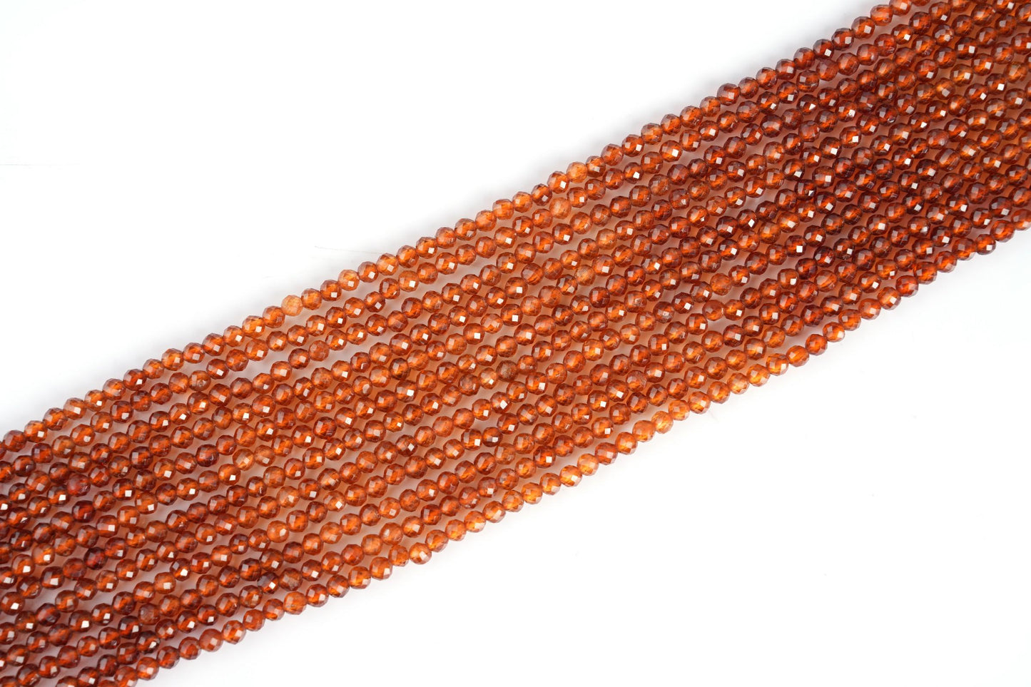 Natural Hessonite Garnet Shaded Gemstone Round Micro Faceted Beads String 15.5 Inches Long 2/3/4/6 MM Jewelry Making and Crafting - AS & JG