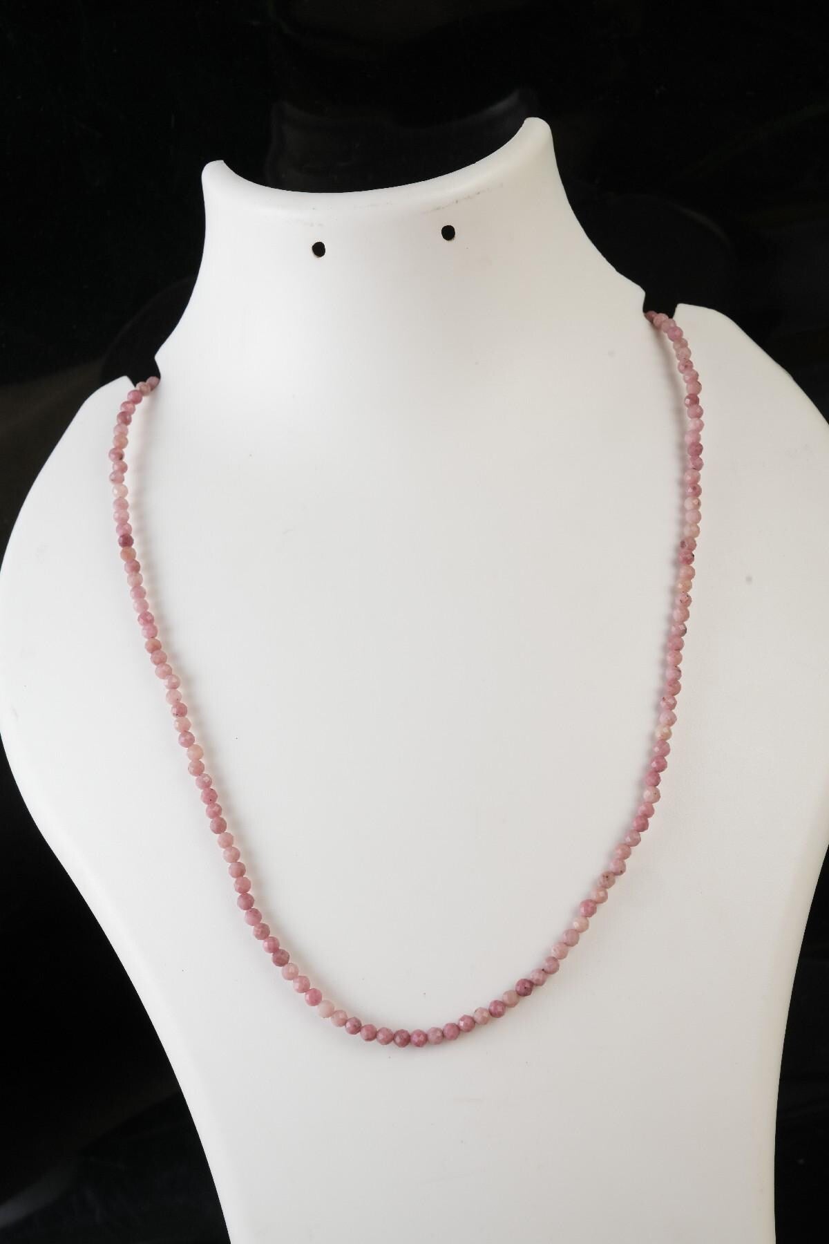 Genuine Rhodonite Beads Necklace / Handcrafted Adjustable Mala Necklace / 3 MM Round Micro Faceted Beaded Necklace Jewelry - AS & JG
