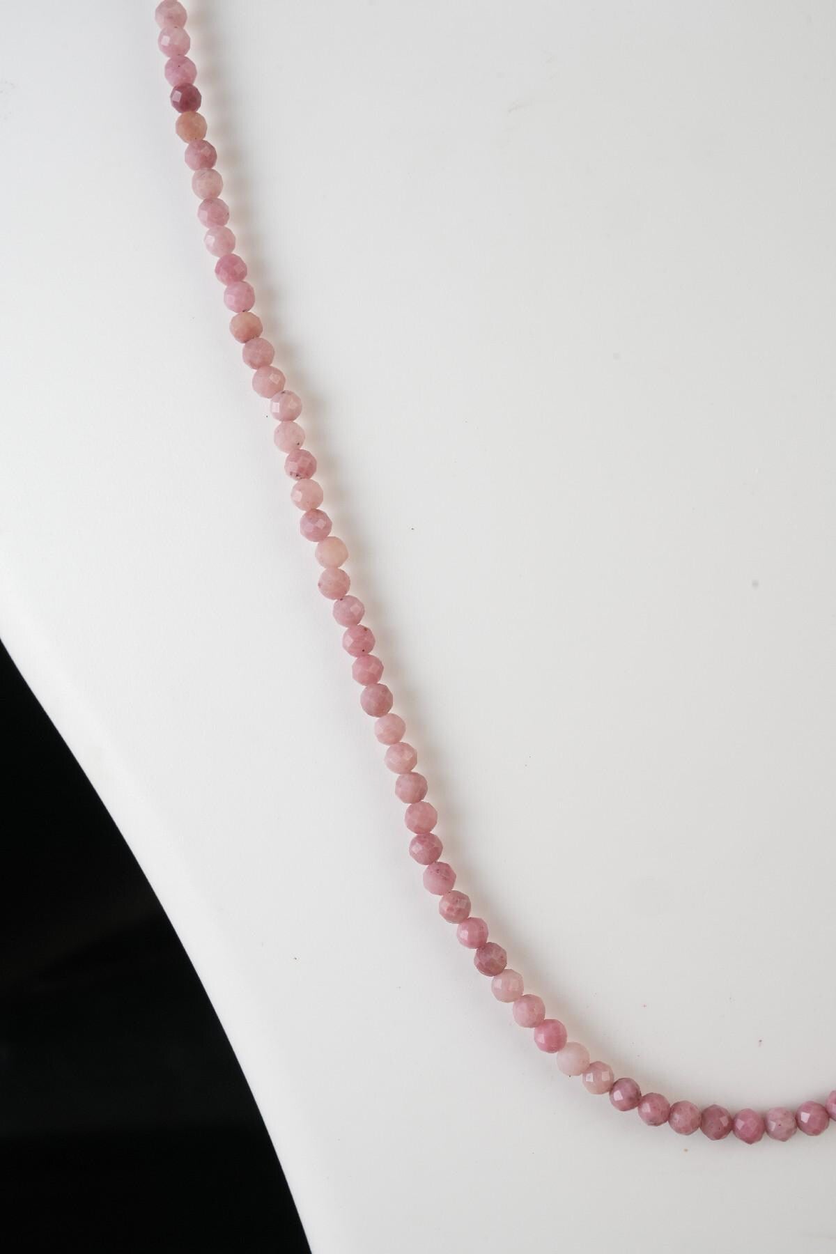 Genuine Rhodonite Beads Necklace / Handcrafted Adjustable Mala Necklace / 3 MM Round Micro Faceted Beaded Necklace Jewelry - AS & JG