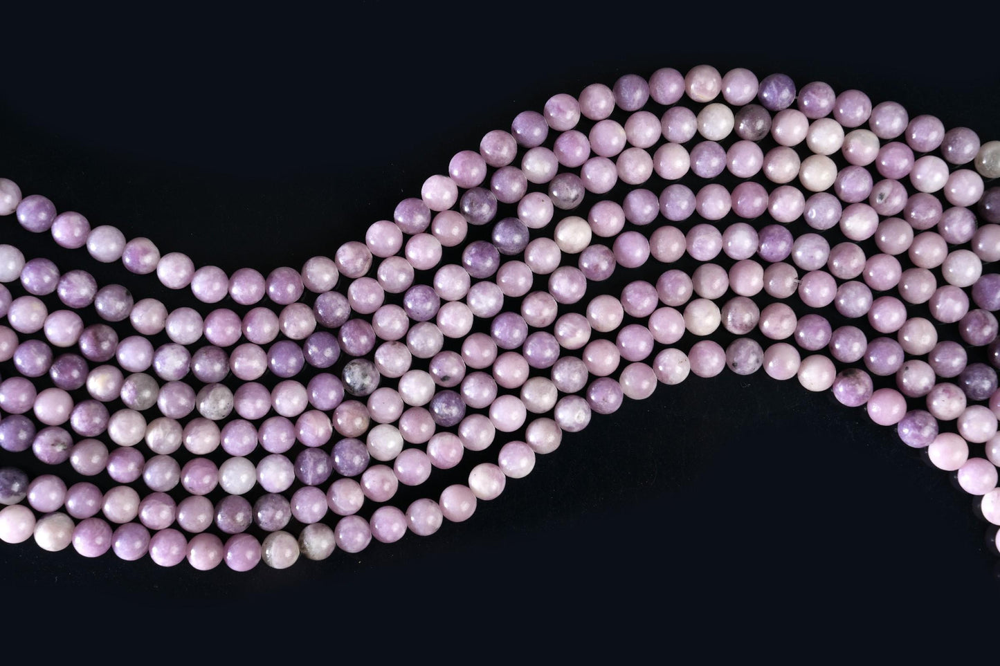 Natural Lepidolite Gemstone Round Smooth Beads String 15.5 Inches Long 4/6/8/10 MM for Jewelry Making and Crafting - AS & JG