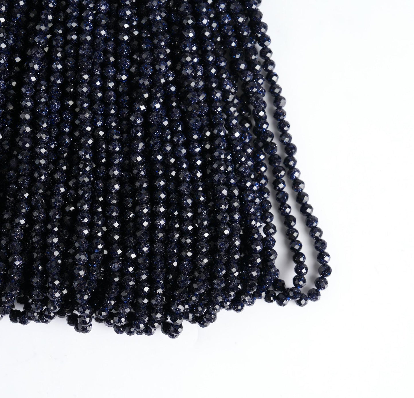 Natural Blue Sandstone Gemstone Round Micro Faceted Beads String 15.5 Inches Long 2/3/4/6 MM for Jewelry Making and Crafting - AS & JG
