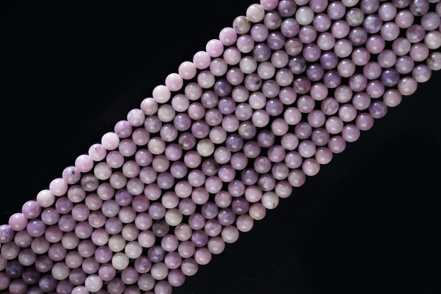 Natural Lepidolite Gemstone Round Smooth Beads String 15.5 Inches Long 4/6/8/10 MM for Jewelry Making and Crafting - AS & JG