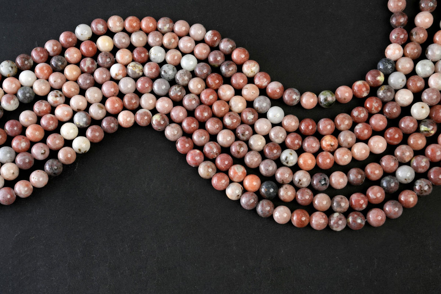Natural Cherry Flower Jasper Gemstone Round Smooth Beads String 15.5 Inches Long 4/6/8/10 MM for Jewelry Making and Crafting - AS & JG