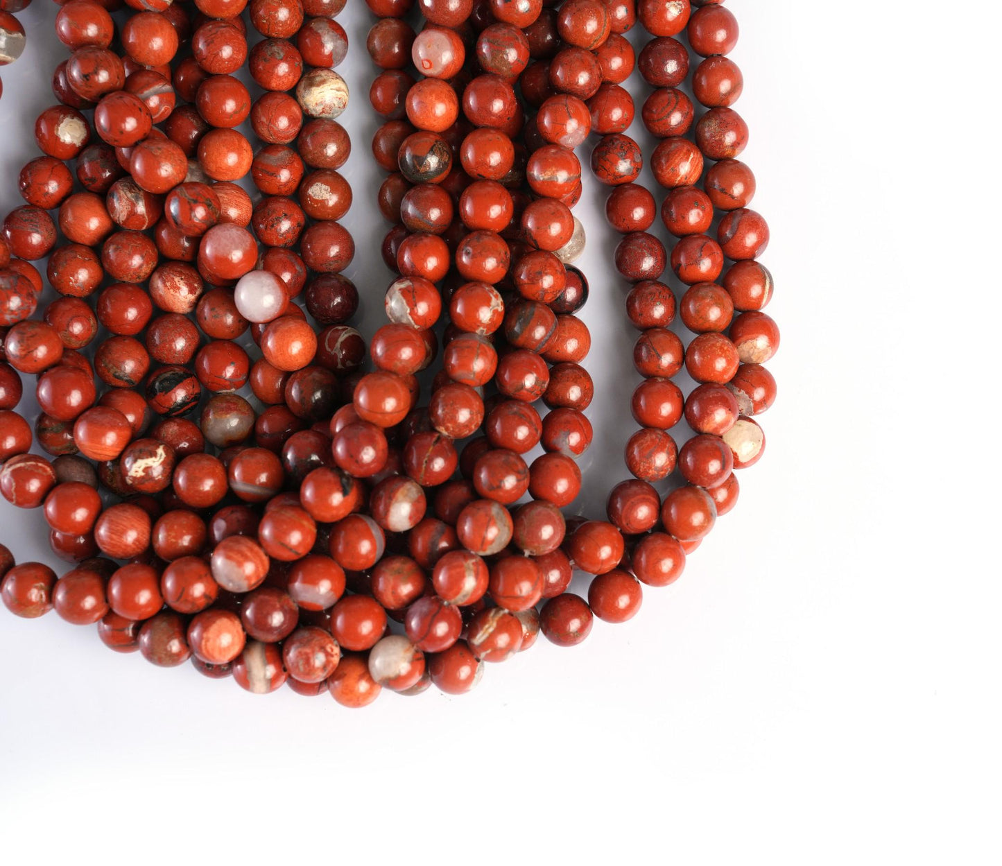 Natural Red Jasper Gemstone Round Smooth Beads String 15.5 Inches Long 4/6/8/10 MM for Jewelry Making and Crafting - AS & JG