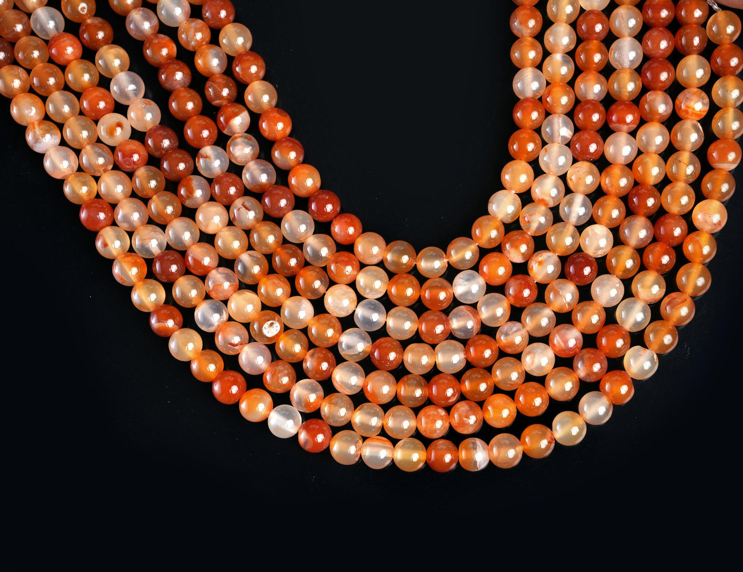 Natural Carnelian Gemstone Round Smooth Beads String 15.5 Inches Long 4/6/8/10 MM for Jewelry Making and Crafting - AS & JG