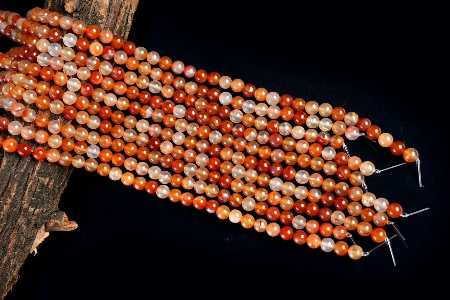 Natural Carnelian Gemstone Round Smooth Beads String 15.5 Inches Long 4/6/8/10 MM for Jewelry Making and Crafting - AS & JG