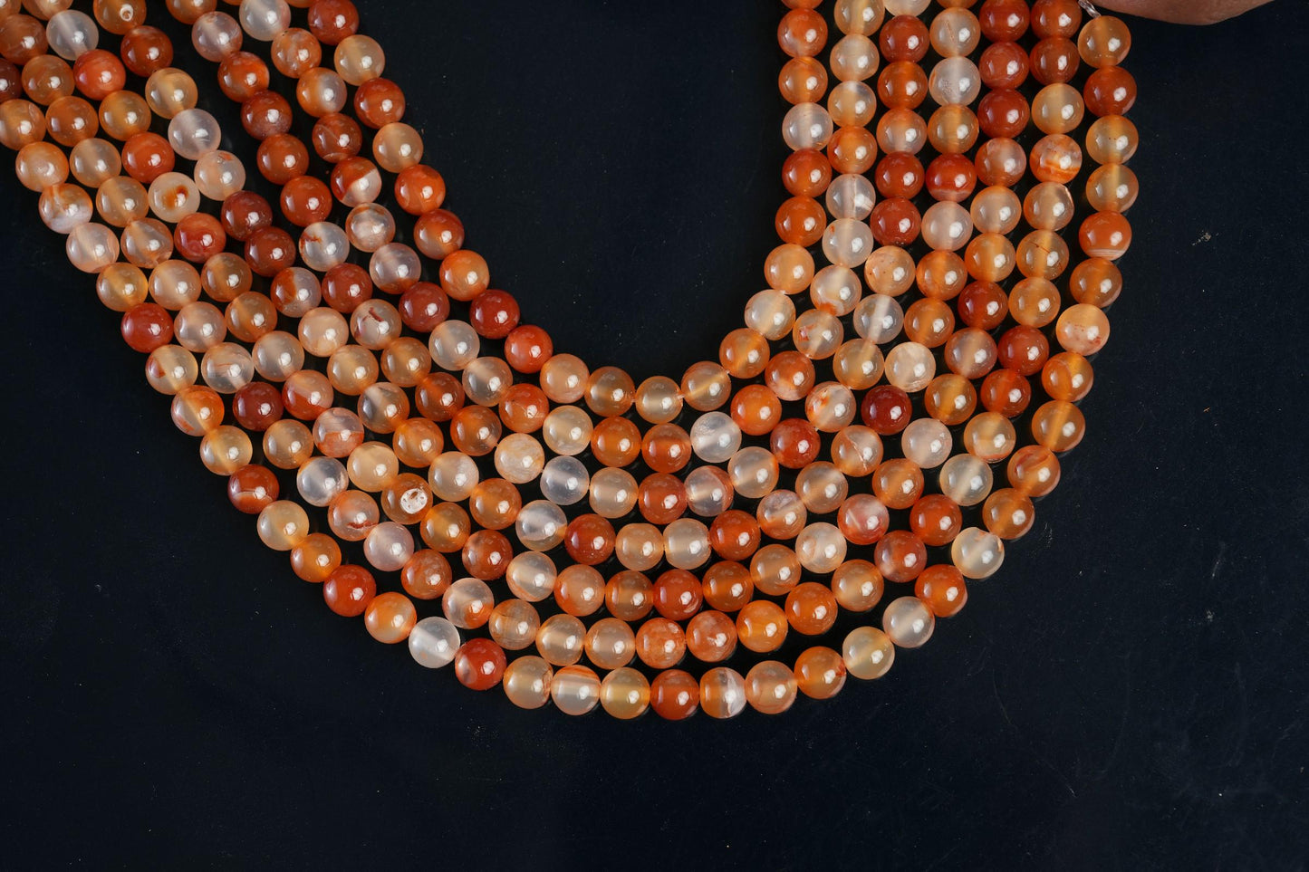 Natural Carnelian Gemstone Round Smooth Beads String 15.5 Inches Long 4/6/8/10 MM for Jewelry Making and Crafting - AS & JG
