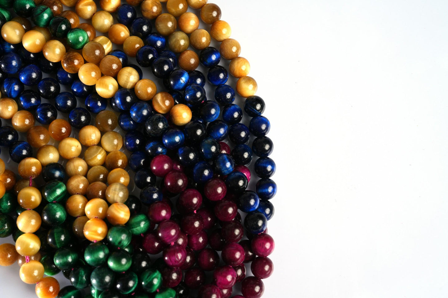 Natural Multi Tiger's Eye Gemstone Round Smooth Beads String 15.5 Inches Long 4/6/8/10 MM for Jewelry Making and Crafting - AS & JG