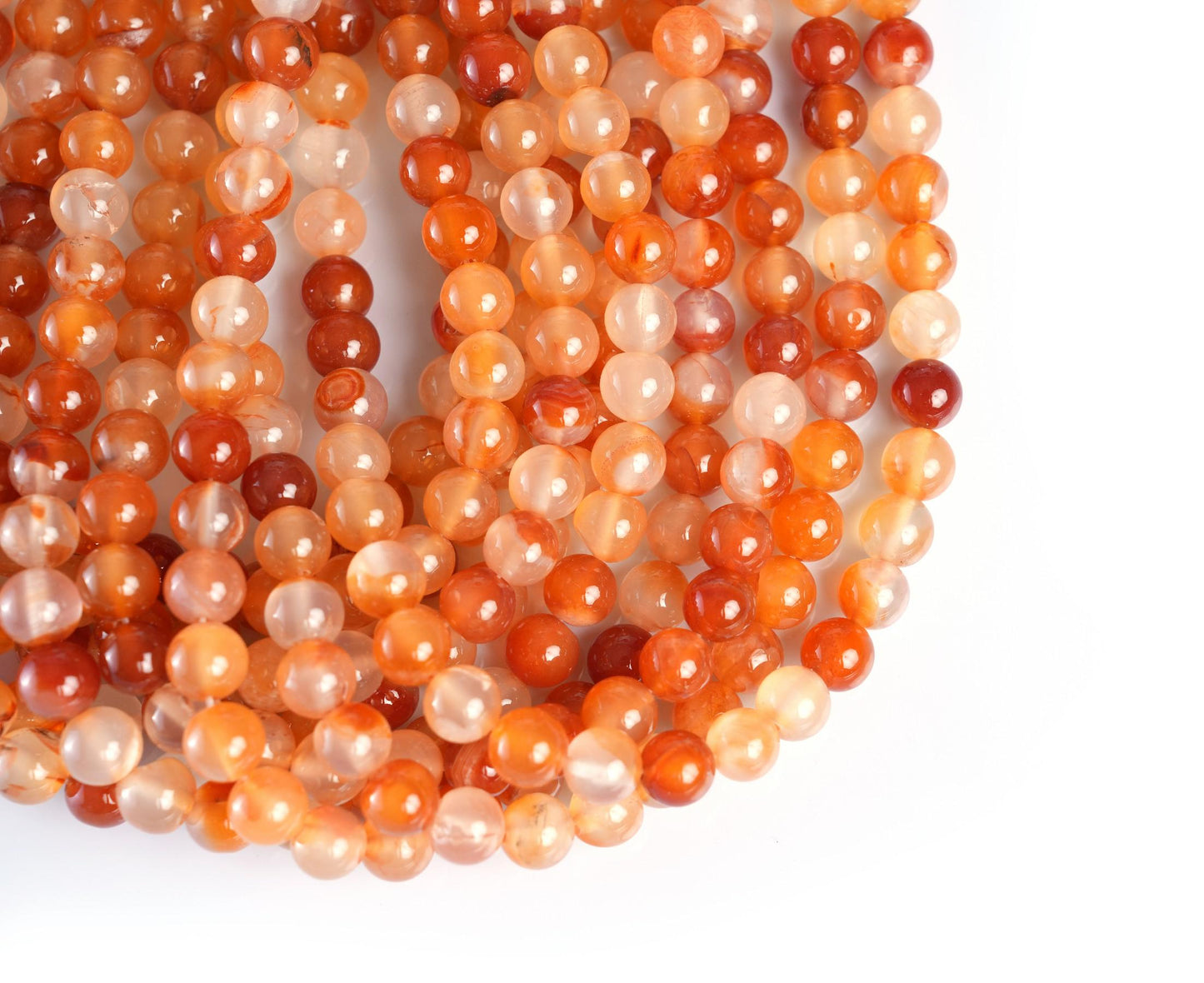 Natural Carnelian Gemstone Round Smooth Beads String 15.5 Inches Long 4/6/8/10 MM for Jewelry Making and Crafting - AS & JG