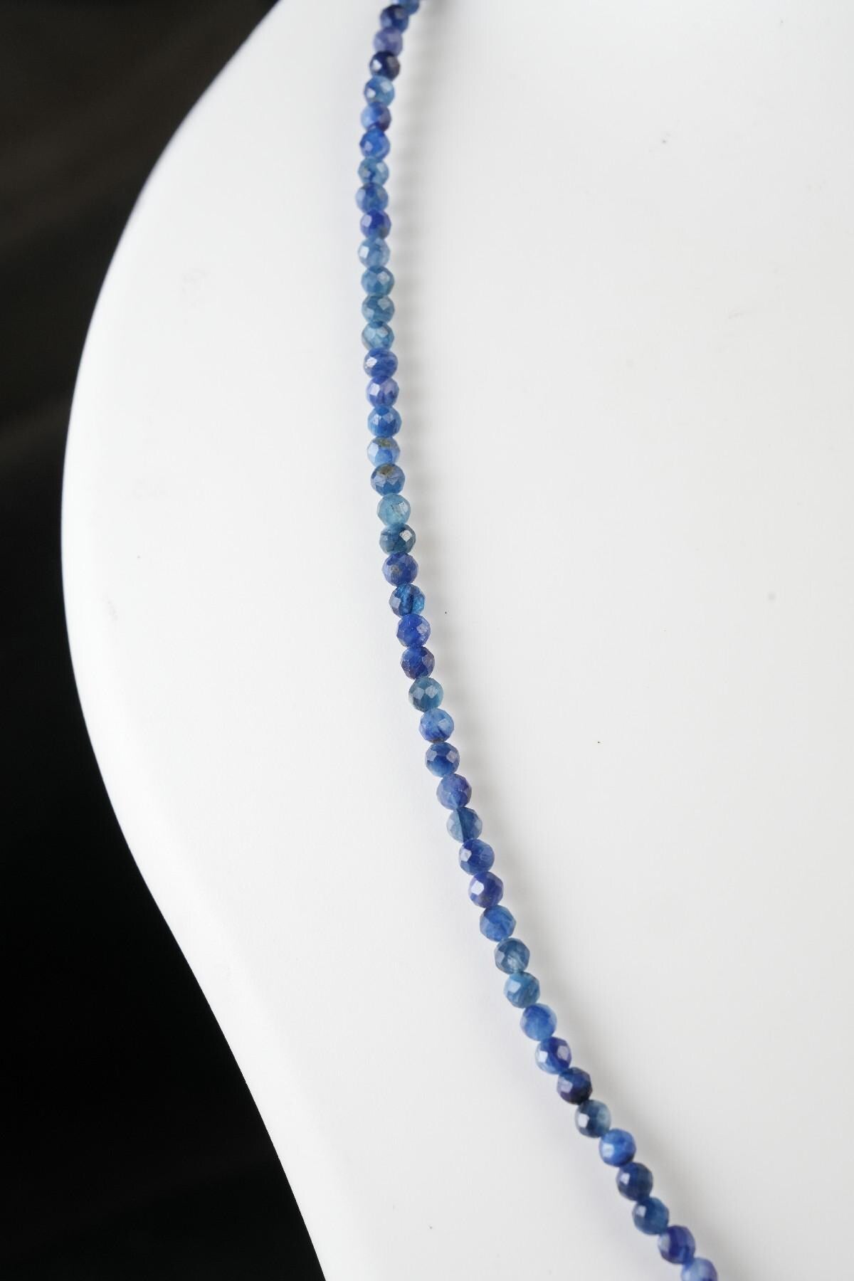 Genuine Kyanite Beads Necklace / Handcrafted Adjustable Mala Necklace / 3 MM Round Micro Faceted Beaded Necklace Jewelry - AS & JG