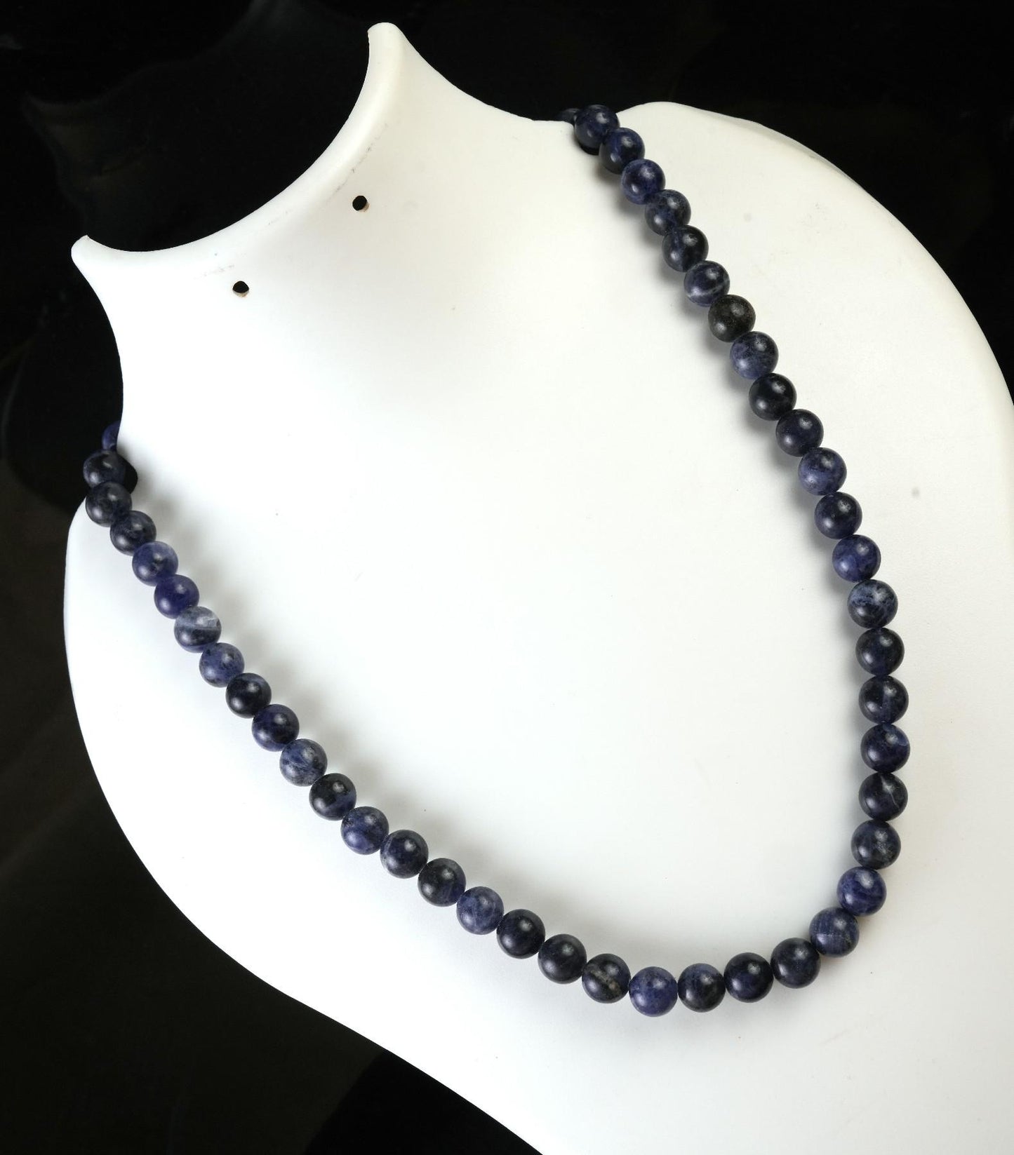 Genuine Sodalite A Beads Necklace / Handcrafted Adjustable Mala Necklace / 8 MM Round Smooth Beaded Necklace Jewelry For Her - AS & JG