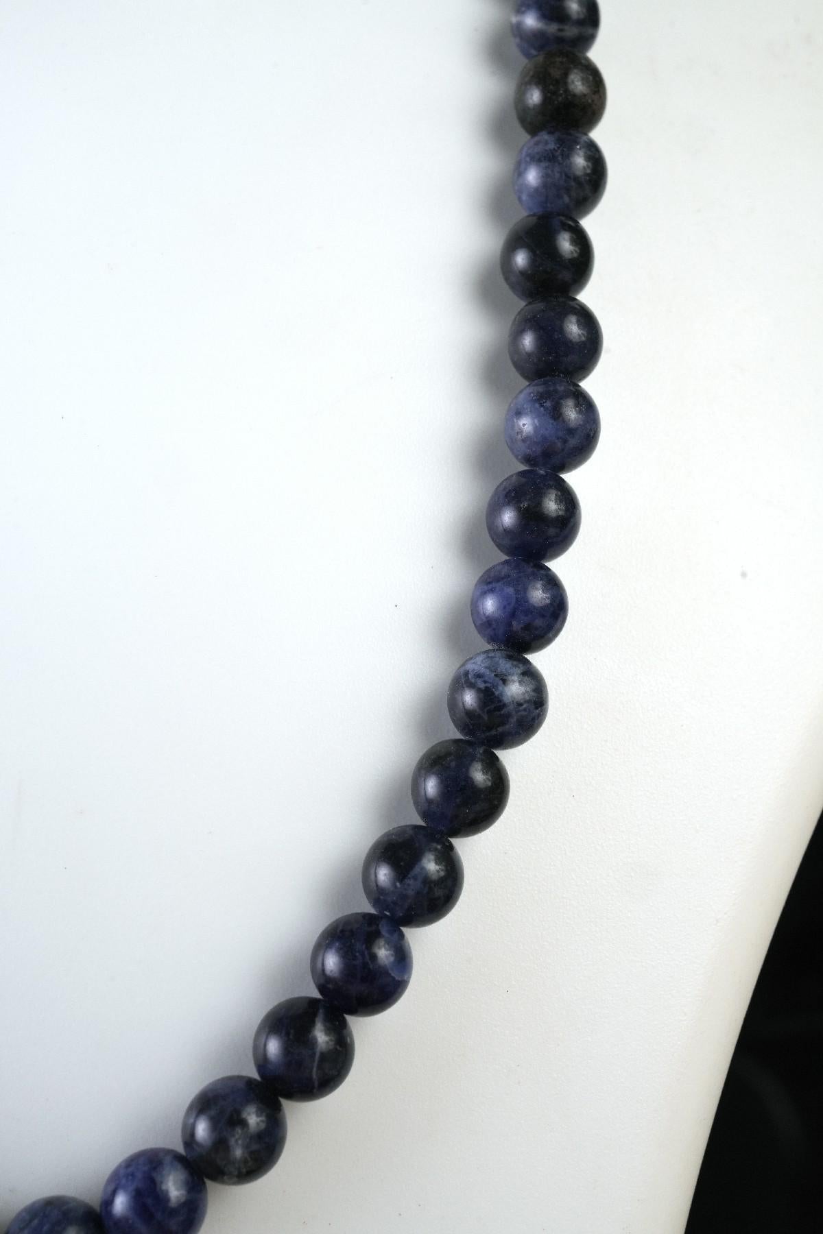 Genuine Sodalite A Beads Necklace / Handcrafted Adjustable Mala Necklace / 8 MM Round Smooth Beaded Necklace Jewelry For Her - AS & JG