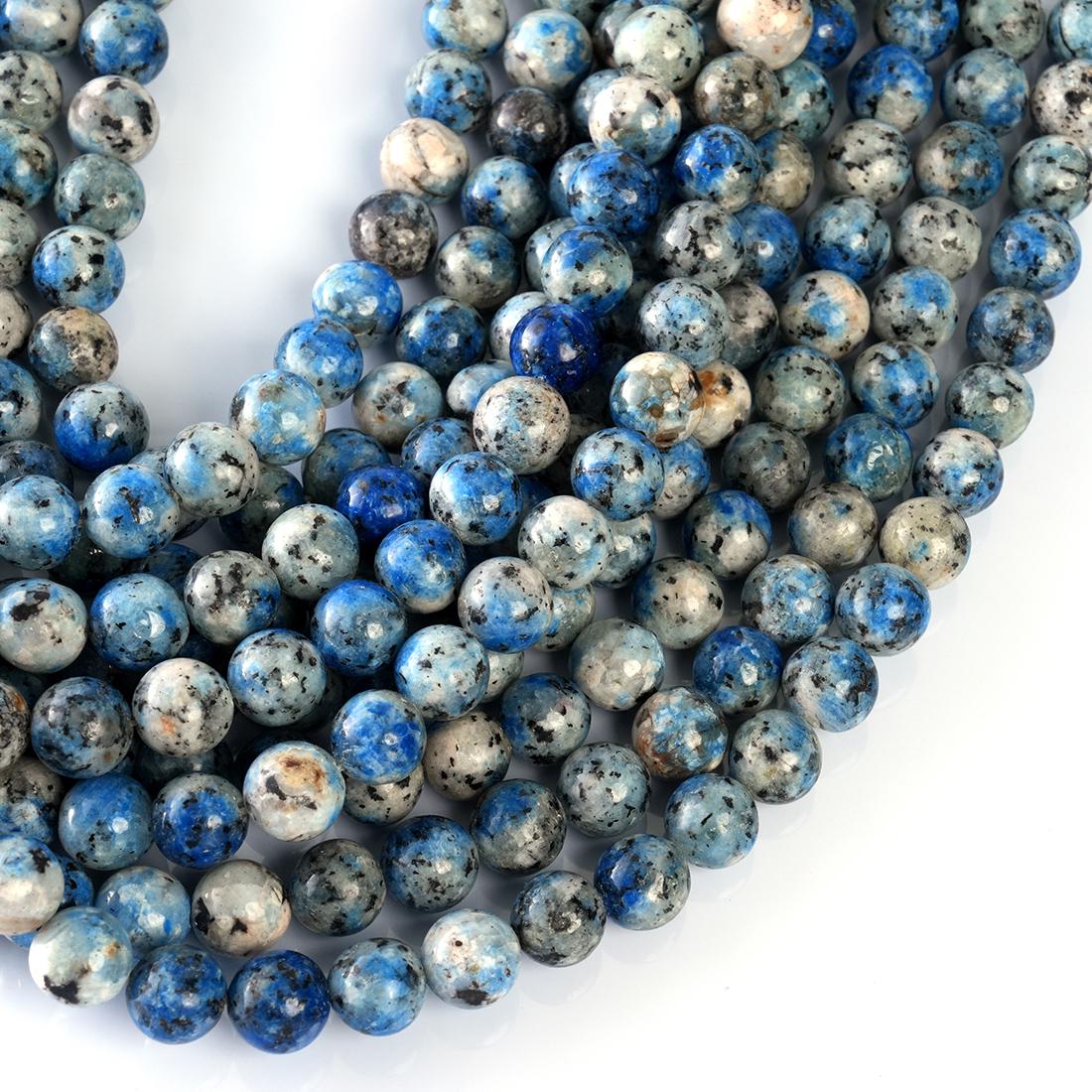 Natural K2 Jasper Gemstone Round Smooth Beads String 15.5 Inches Long 4/6/8/10 MM for Jewelry Making and Crafting - AS & JG