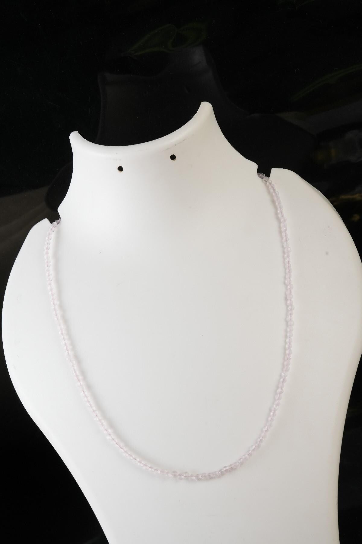 Genuine Rose Quartz Beads Necklace / Handcrafted Adjustable Mala Necklace / 3 MM Round Micro Faceted Beaded Necklace Jewelry - AS & JG