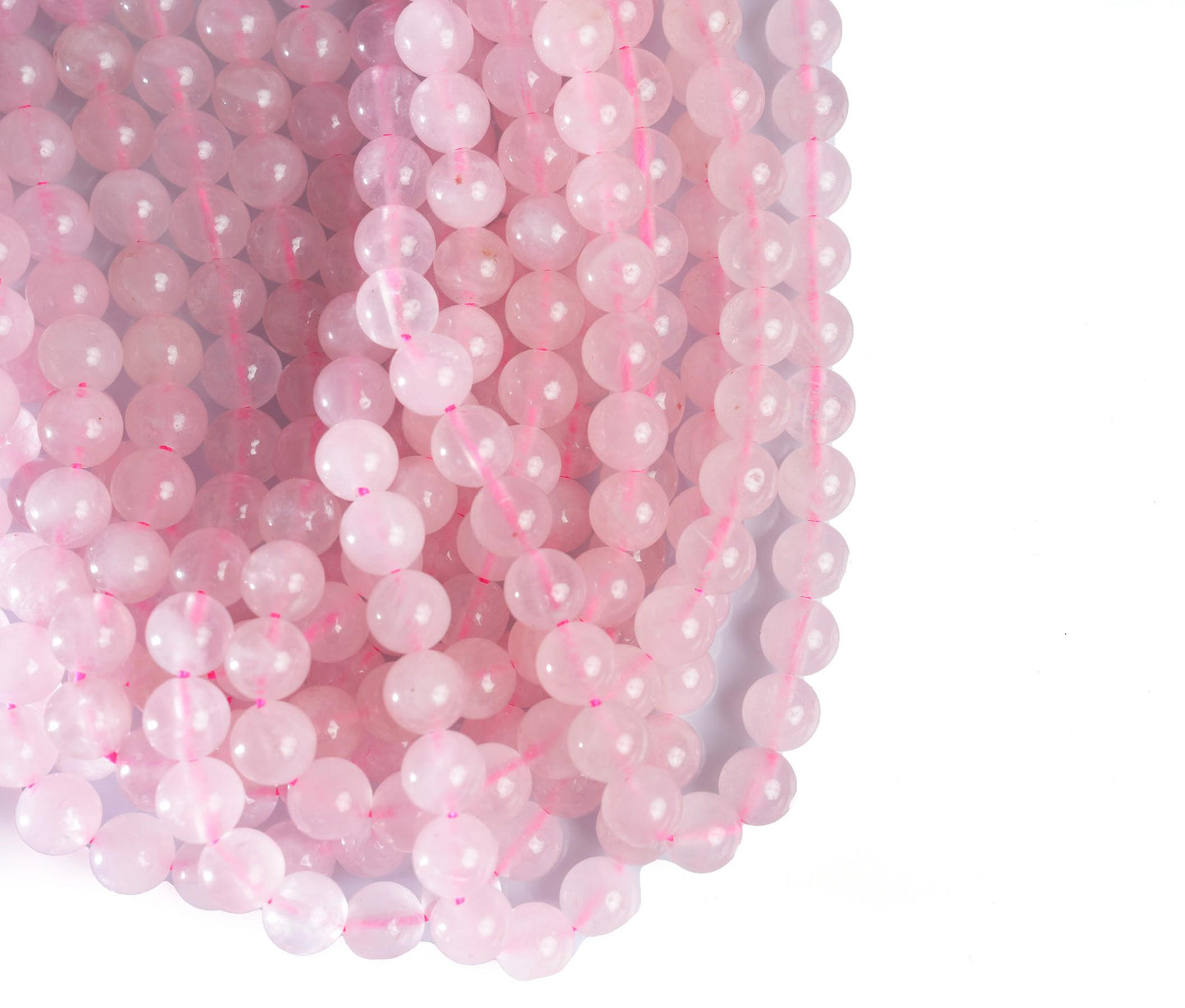 Natural Rose Quartz Gemstone Round Smooth Beads String 15.5 Inches Long 4/6/8/10 MM for Jewelry Making and Crafting - AS & JG