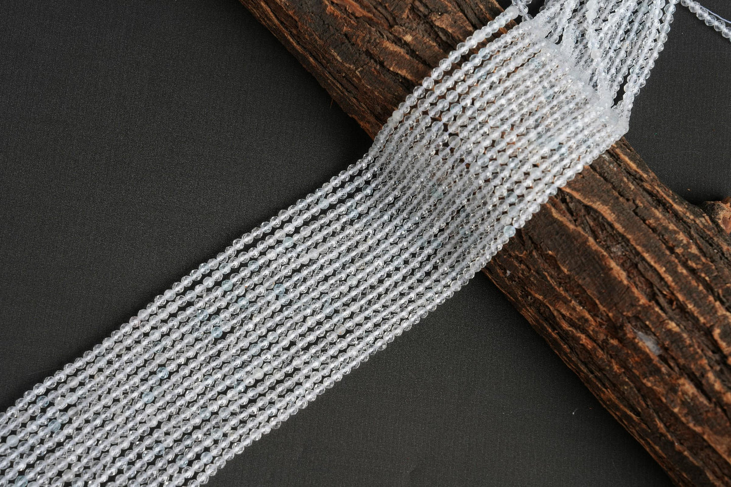 Natural White Topaz Gemstone Round Micro Faceted Beads String 15.5 Inches Long 2/3/4/6 MM for Jewelry Making and Crafting - AS & JG