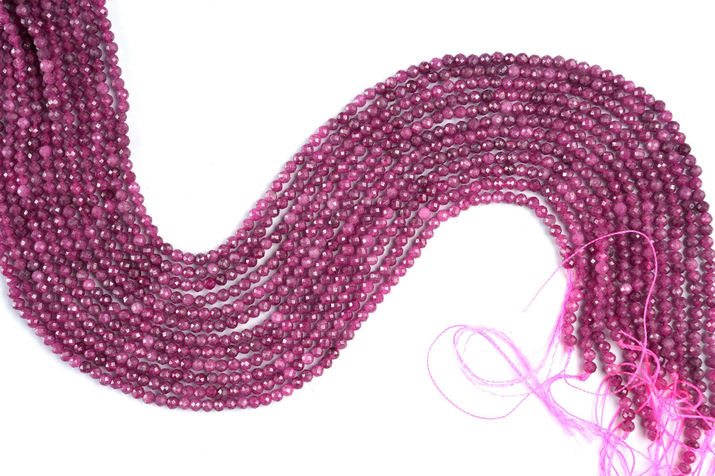 Natural Ruby Gemstone Round Micro Faceted Beads String 15.5 Inches Long 2/3/4/6 MM for Jewelry Making and Crafting - AS & JG