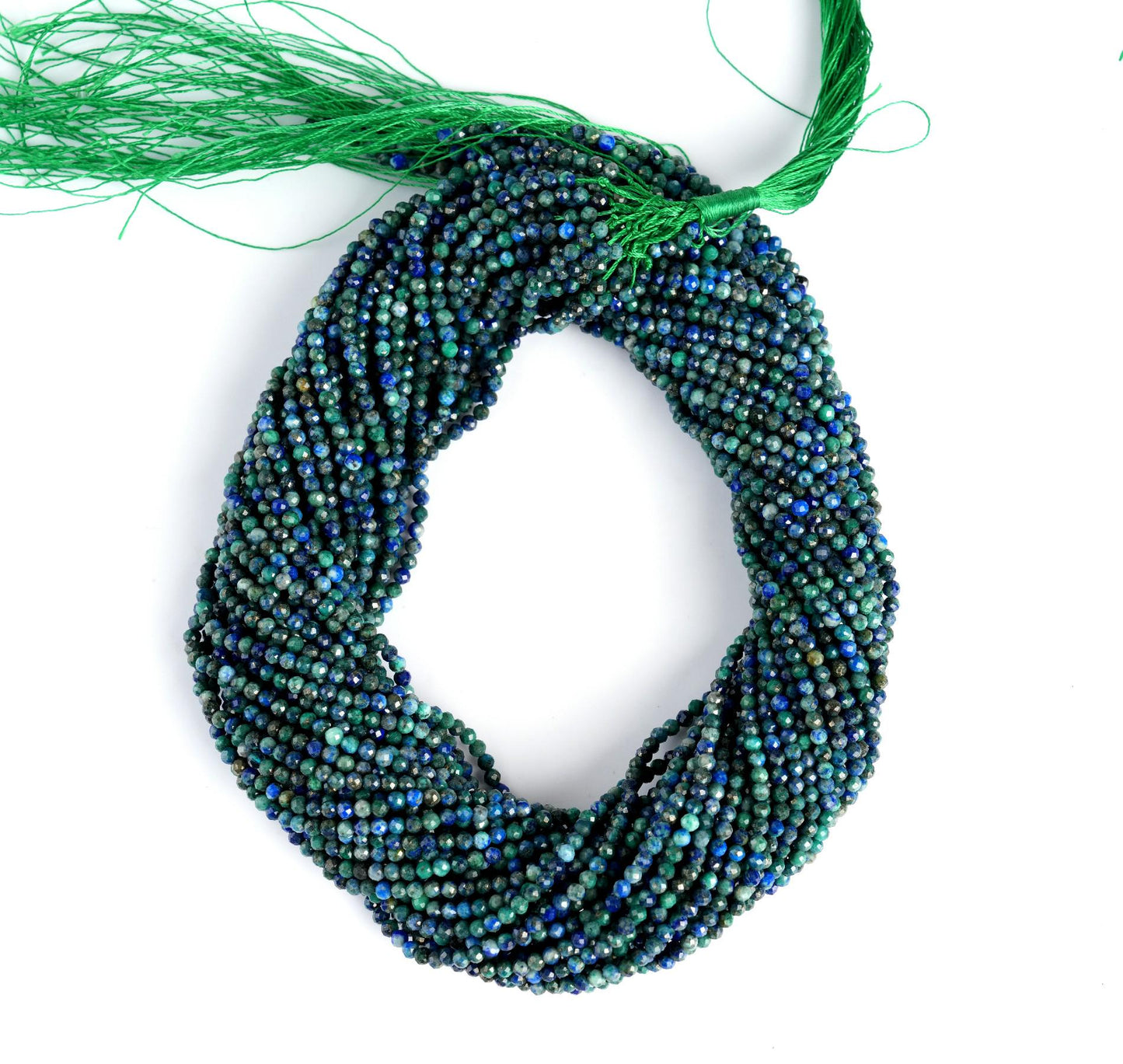 Natural Azurite Gemstone Round Micro Faceted Beads String 15.5 Inches Long 2/3/4/6 MM for Jewelry Making and Crafting - AS & JG