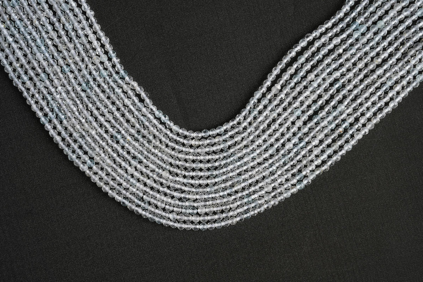 Natural White Topaz Gemstone Round Micro Faceted Beads String 15.5 Inches Long 2/3/4/6 MM for Jewelry Making and Crafting - AS & JG