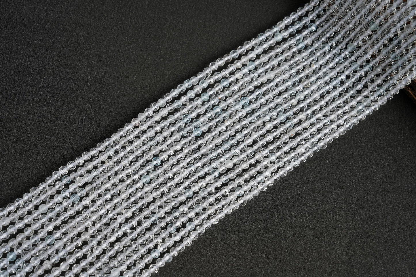 Natural White Topaz Gemstone Round Micro Faceted Beads String 15.5 Inches Long 2/3/4/6 MM for Jewelry Making and Crafting - AS & JG