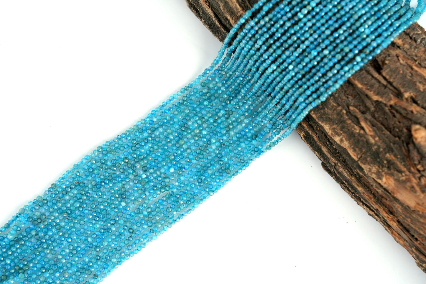 Natural Blue Apatite Gemstone Round Micro Faceted Beads String 15.5 Inches Long 2/3/4/6 MM for Jewelry Making and Crafting - AS & JG