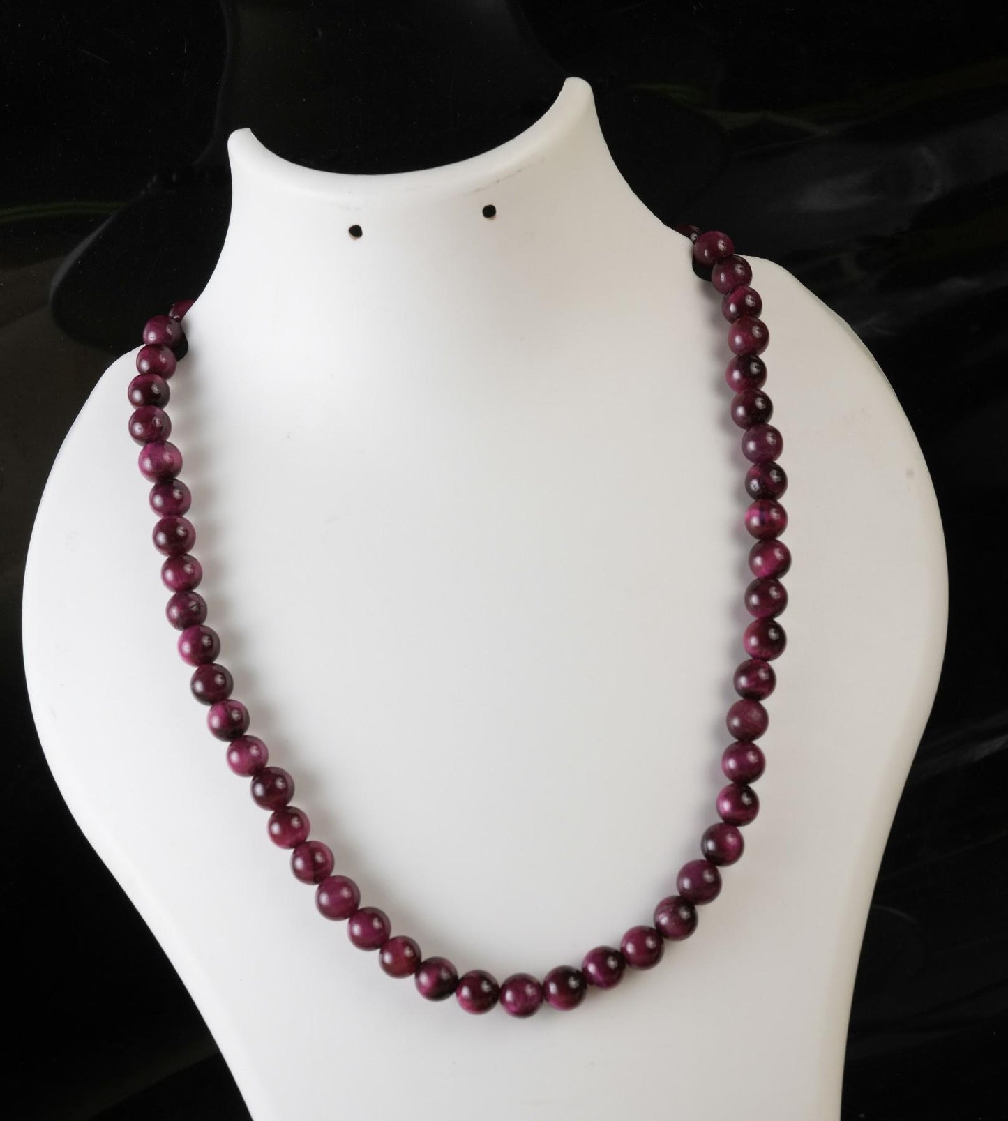Genuine Pink Tiger's Eye Beads Necklace / Handcrafted Adjustable Mala Necklace / 8 MM Round Smooth Beaded Necklace Jewelry For Her - AS & JG