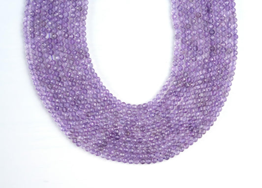 Natural Amethyst Gemstone Round Micro Faceted Beads String 15.5 Inches Long 2/3/4/6 MM for Jewelry Making and Crafting - AS & JG