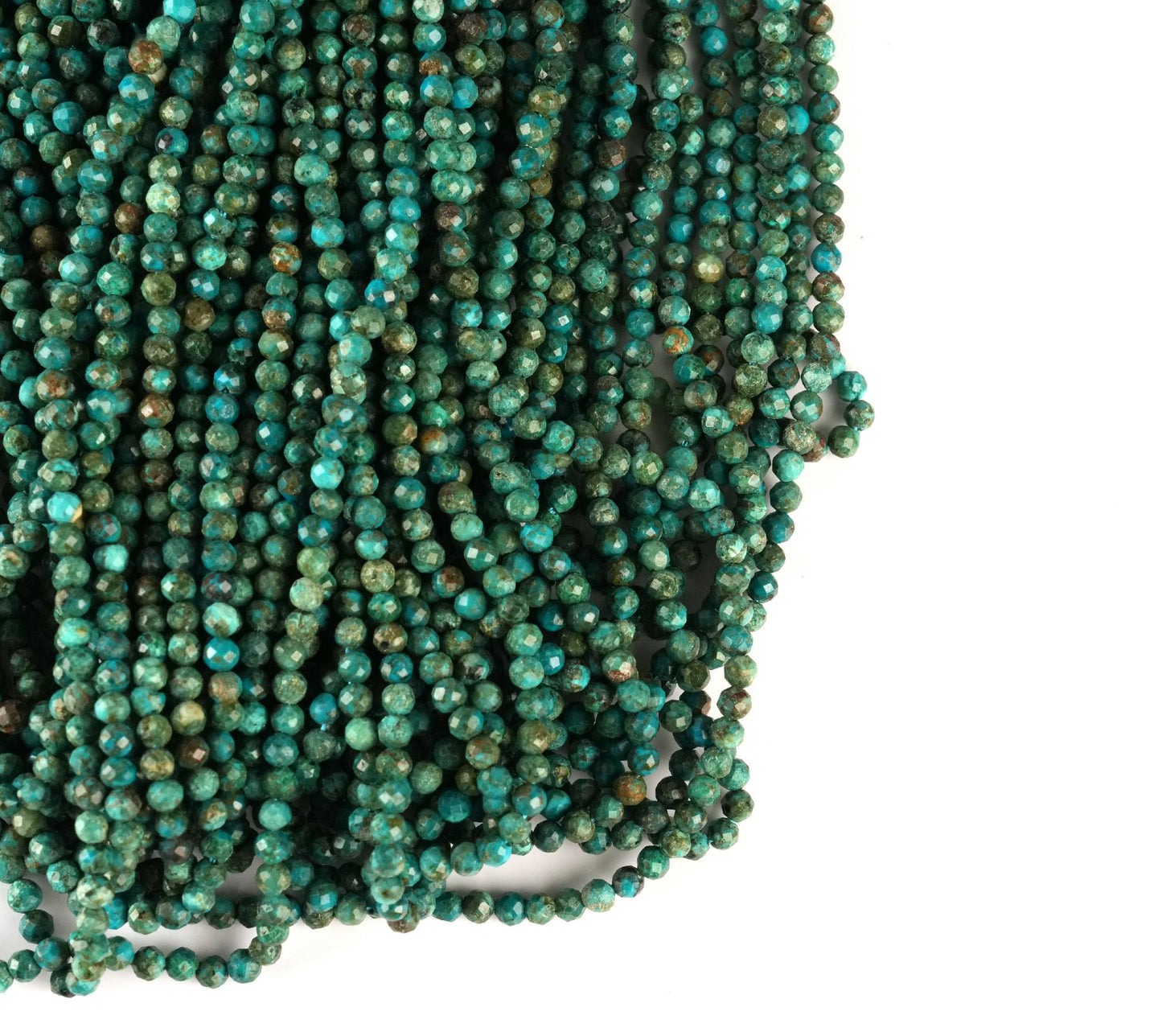 Natural Chrysocolla Gemstone Round Micro Faceted Beads String 15.5 Inches Long 2/3/4/6 MM for Jewelry Making and Crafting - AS & JG
