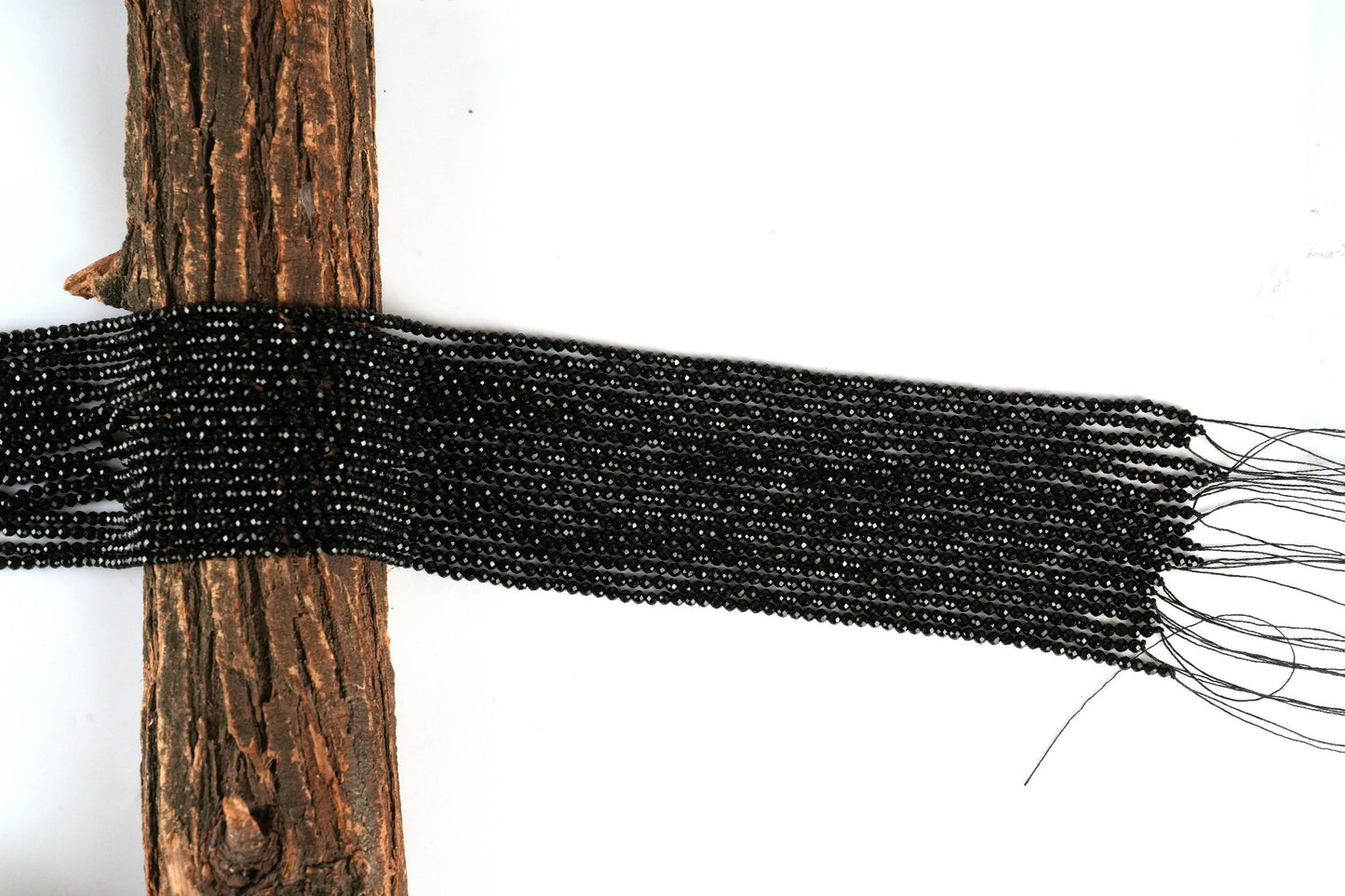 Natural Black Spinel Gemstone Round Micro Faceted Beads String 15.5 Inches Long 2/3/4/6 MM for Jewelry Making and Crafting - AS & JG