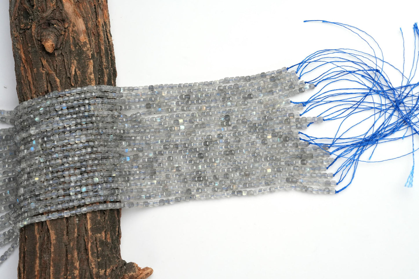 Natural Labradorite Gemstone Cube/Box Micro Faceted Beads String 15.5 Inches Long 2/3/4/6 MM for Jewelry Making and Crafting - AS & JG