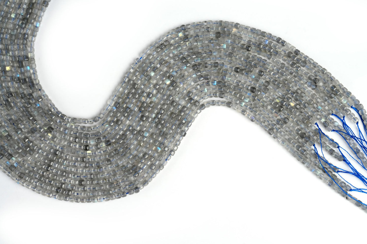 Natural Labradorite Gemstone Cube/Box Micro Faceted Beads String 15.5 Inches Long 2/3/4/6 MM for Jewelry Making and Crafting - AS & JG