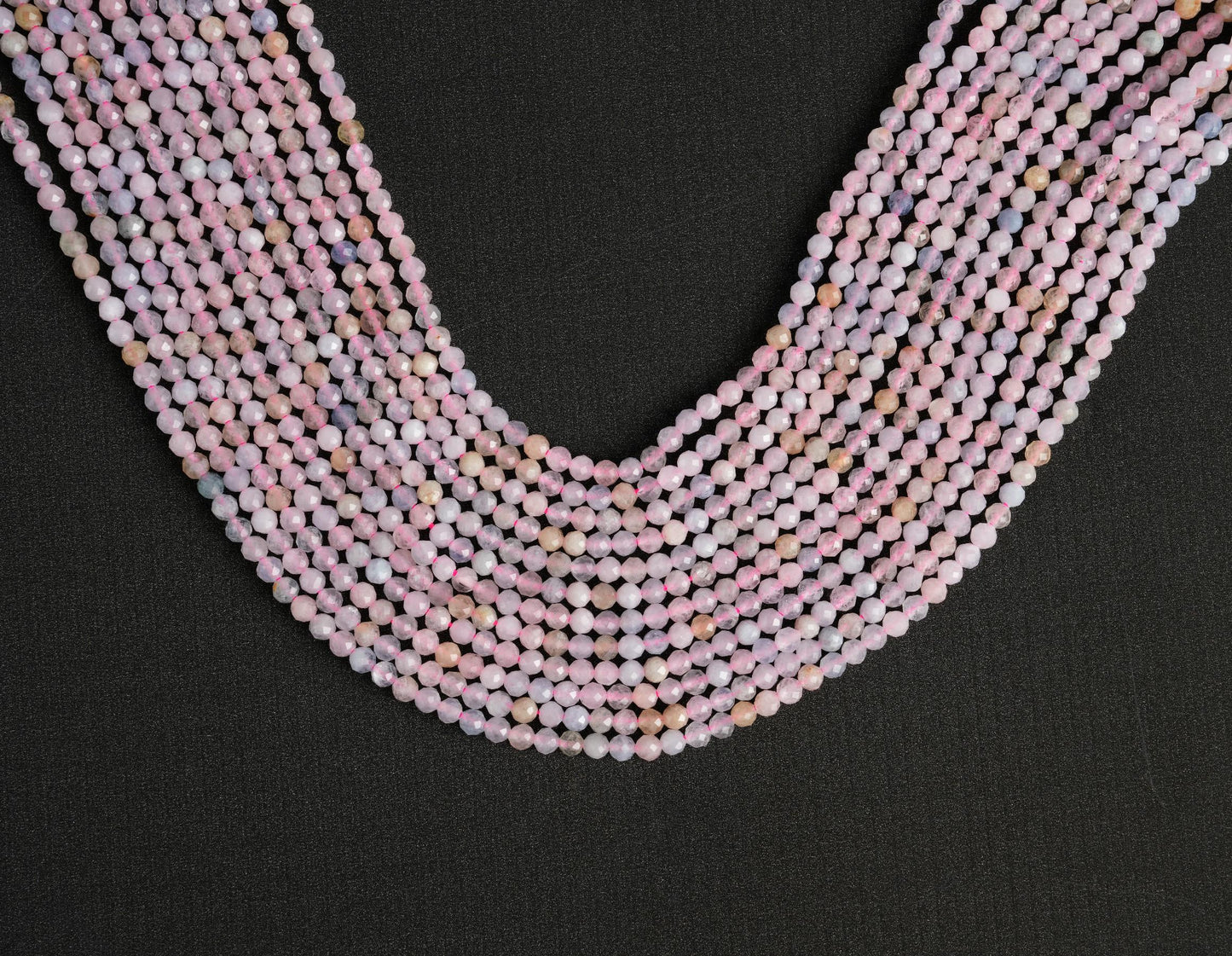 Natural Morganite Gemstone Round Micro Faceted Beads String 15.5 Inches Long 2/3/4/6 MM for Jewelry Making and Crafting - AS & JG