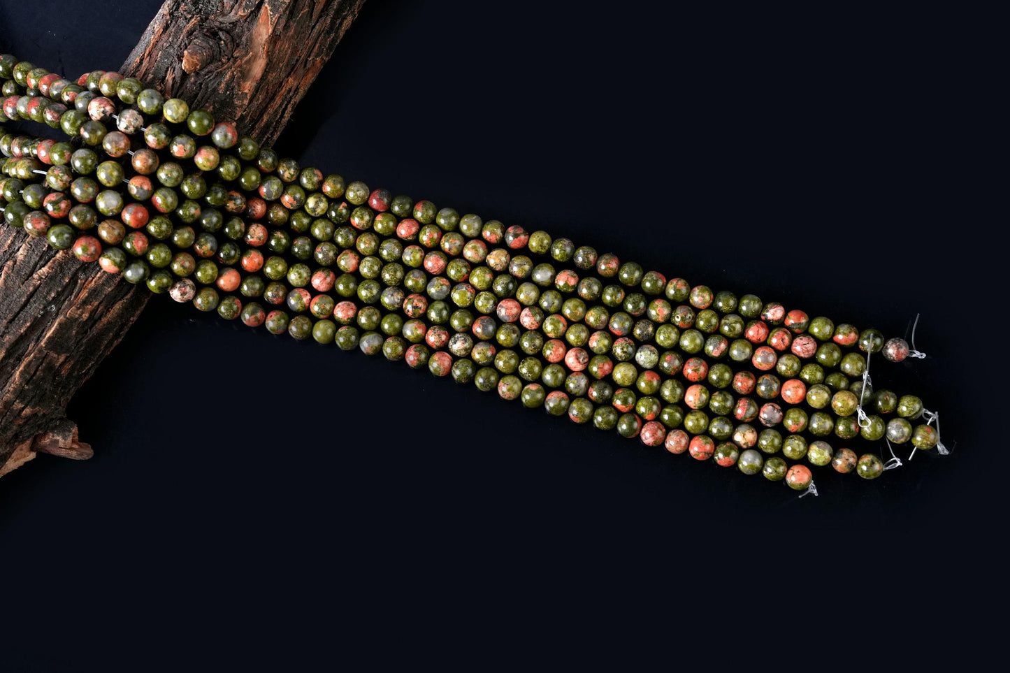Natural Unakite Gemstone Round Smooth Beads String 15.5 Inches Long 4/6/8/10 MM for Jewelry Making and Crafting - AS & JG