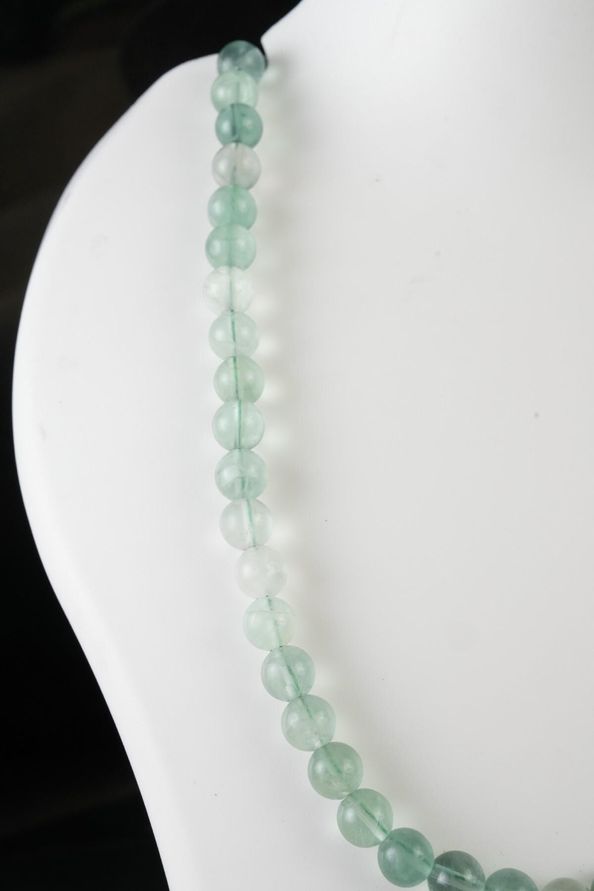 Genuine Green Fluorite Beads Necklace / Handcrafted Adjustable Mala Necklace / 8 MM Round Smooth Beaded Necklace Jewelry For Her - AS & JG