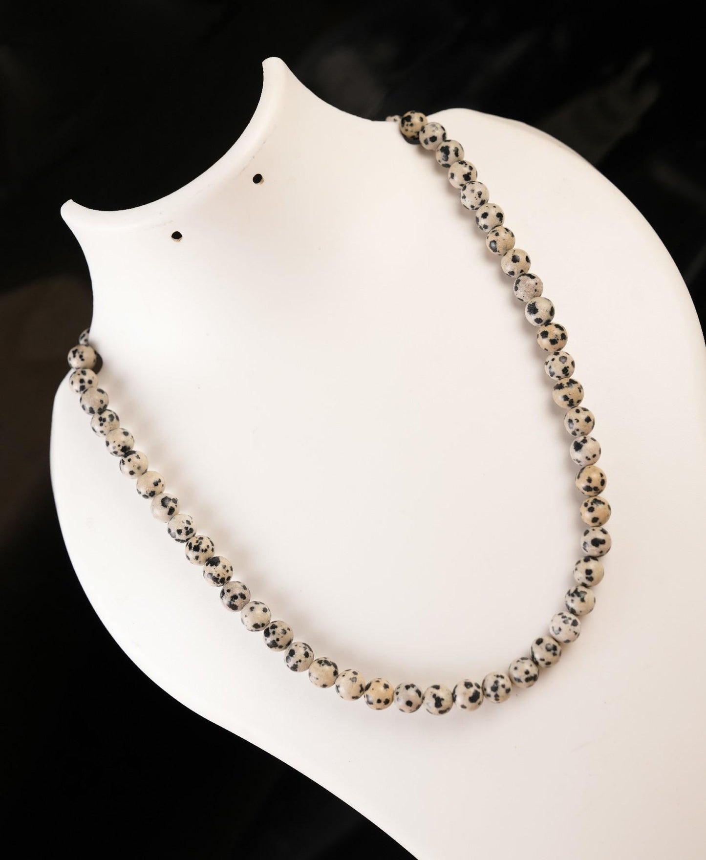 Genuine Dalmatian Jasper Beads Necklace / Handcrafted Adjustable Mala Necklace / 8 MM Round Smooth Beaded Necklace Jewelry For Her - AS & JG