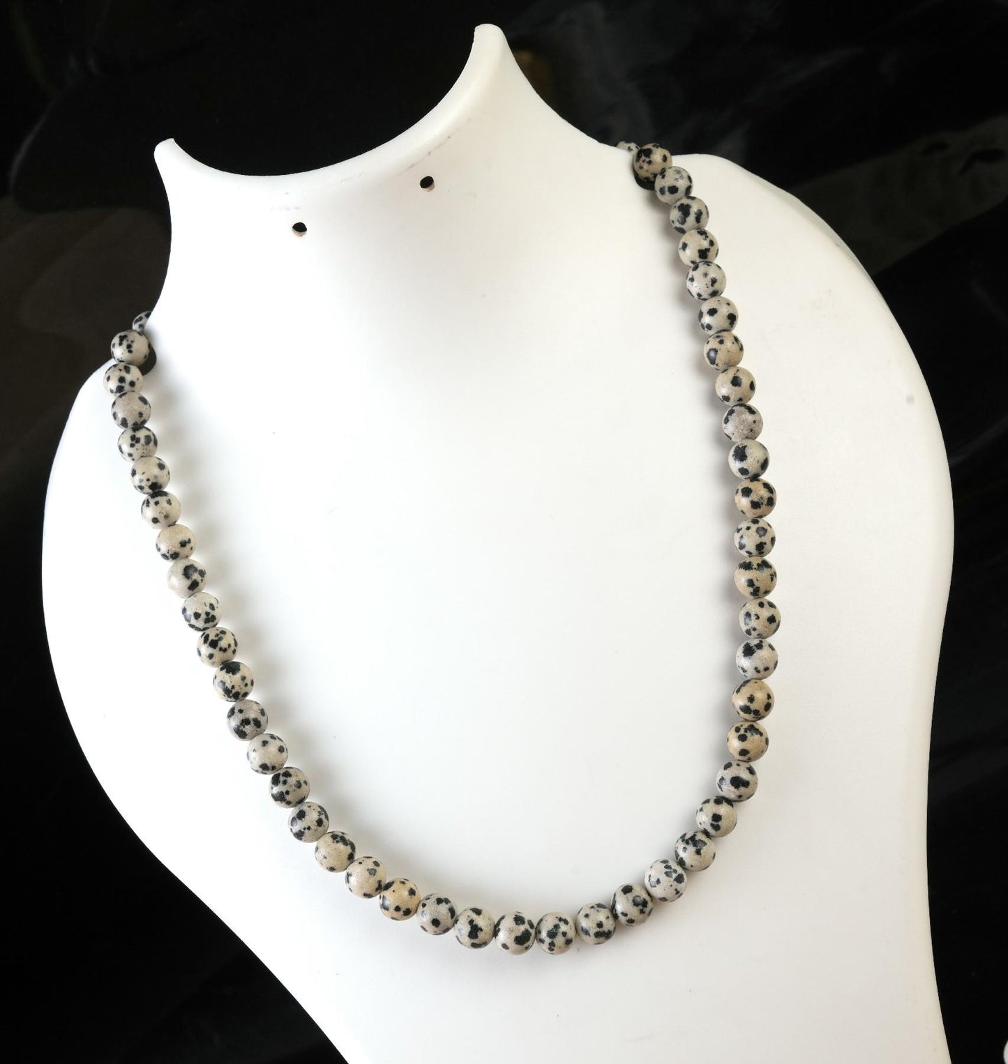 Genuine Dalmatian Jasper Beads Necklace / Handcrafted Adjustable Mala Necklace / 8 MM Round Smooth Beaded Necklace Jewelry For Her - AS & JG