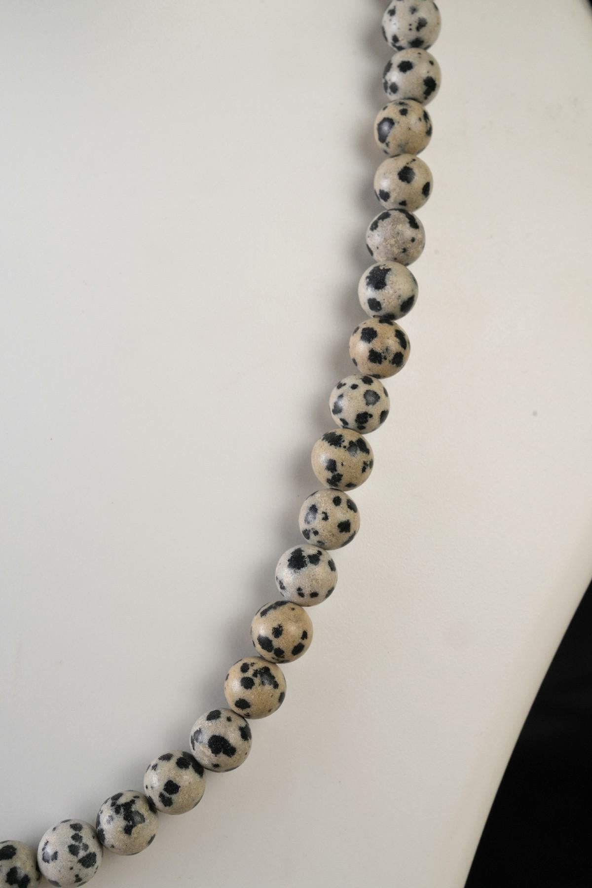 Genuine Dalmatian Jasper Beads Necklace / Handcrafted Adjustable Mala Necklace / 8 MM Round Smooth Beaded Necklace Jewelry For Her - AS & JG