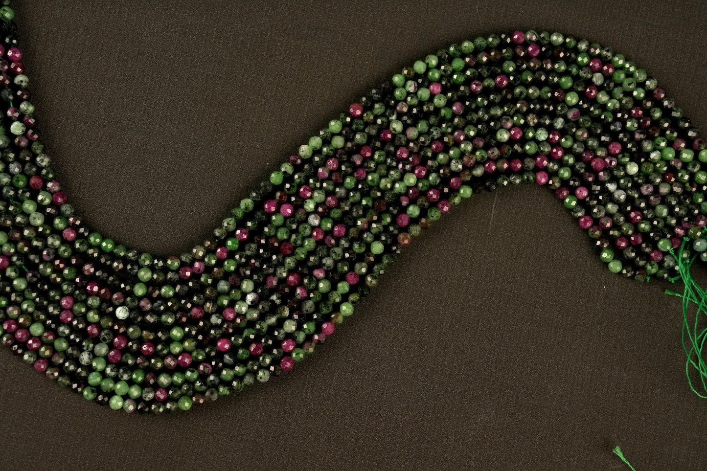Natural Ruby Zoisite Gemstone Round Micro Faceted Beads String 15.5 Inches Long 2/3/4/6 MM for Jewelry Making and Crafting - AS & JG