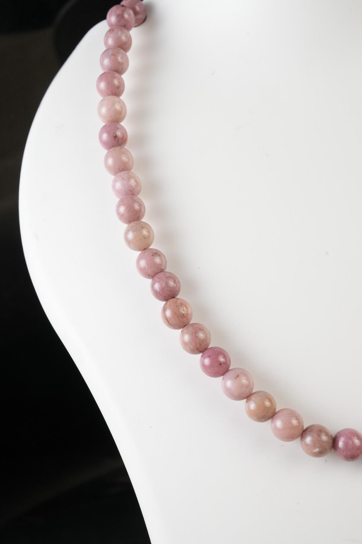 Genuine Rhodonite Beads Necklace / Handcrafted Adjustable Mala Necklace / 8 MM Round Smooth Beaded Necklace Jewelry For Her - AS & JG