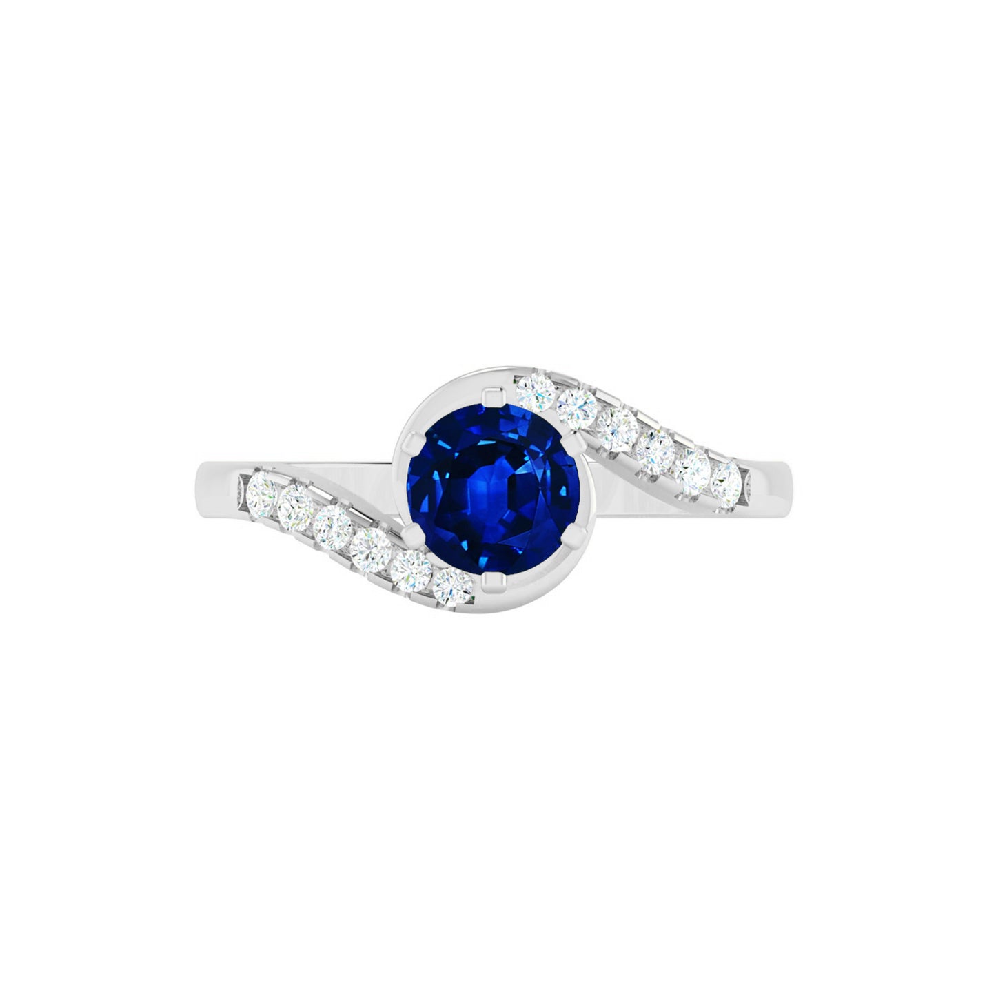 Bypass Solitaire Ring | Sterling Silver Birthstone Ring | Genuine Gemstone & Diamond Studded Ring | Personalized Promise Ring | Gift for Her