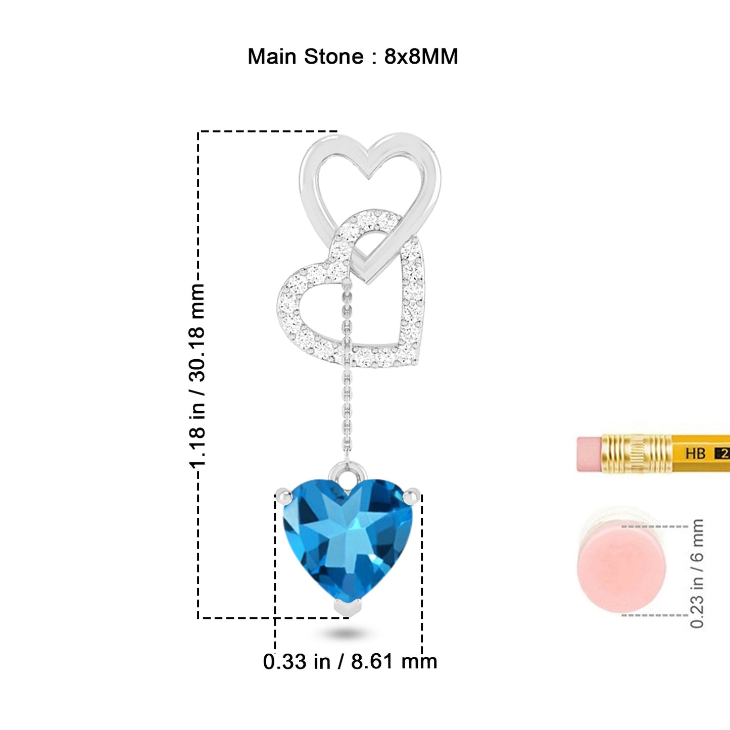 Double Heart Drop Pendant | Starburst Pendant | Heart Knot Teardrop Pendant | Sterling Silver Birthstone Necklace | Diamond Accent | Adjustable Chain | 15 Gemstone Choices