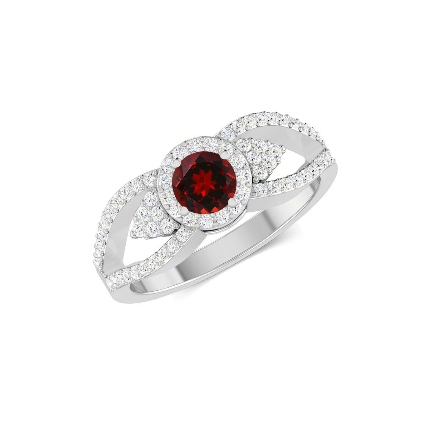 Split Shank Halo Ring | Sterling Silver Birthstone Ring | Genuine Gemstone & Diamond Studded Ring | Personalized Promise Ring | Gift for Her