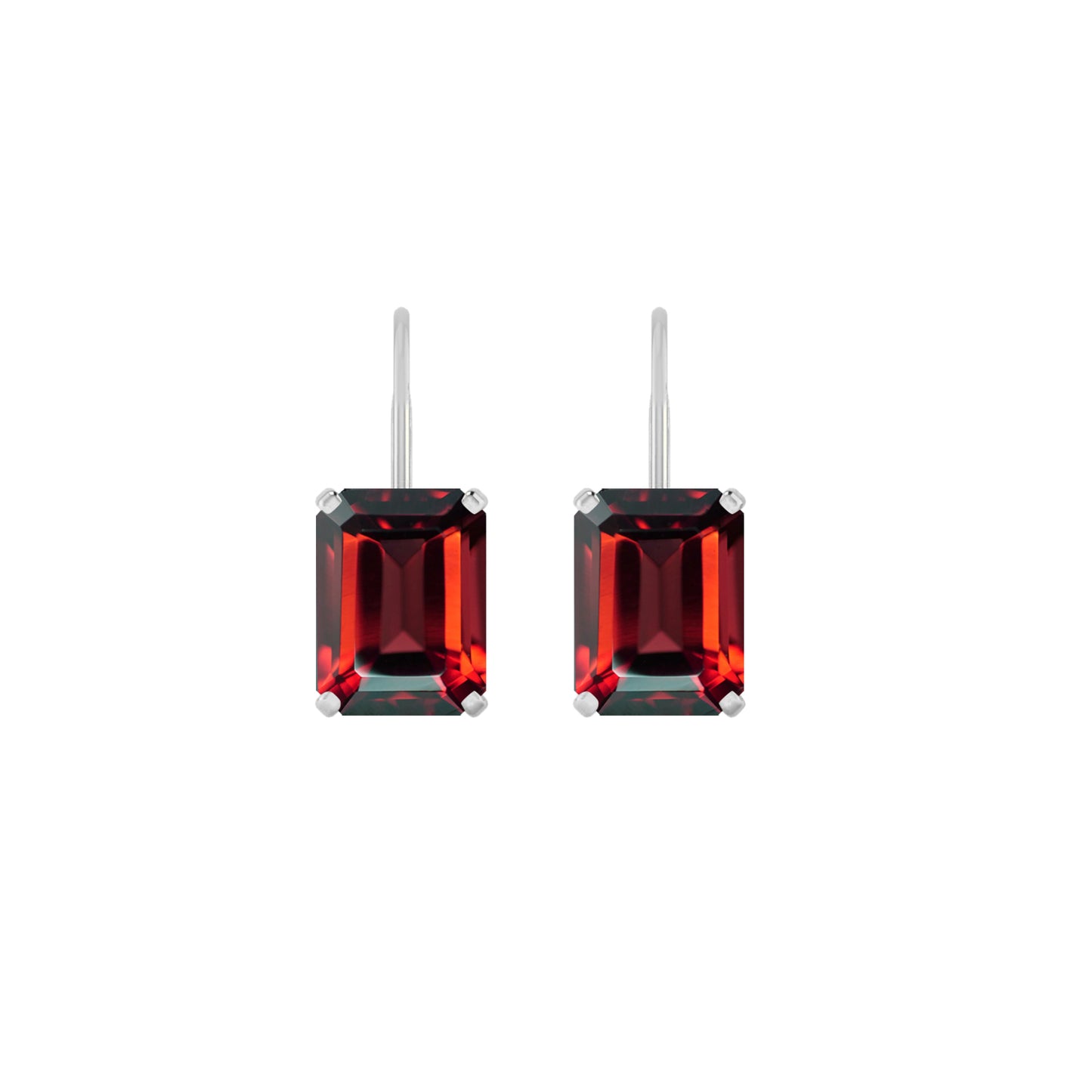 Emerald Cut Lever back Earrings | 925 Sterling Silver Birthstone Stud Earrings | Diamond Accent Gemstone Earrings | 15 Birthstone Options | Gift for Women