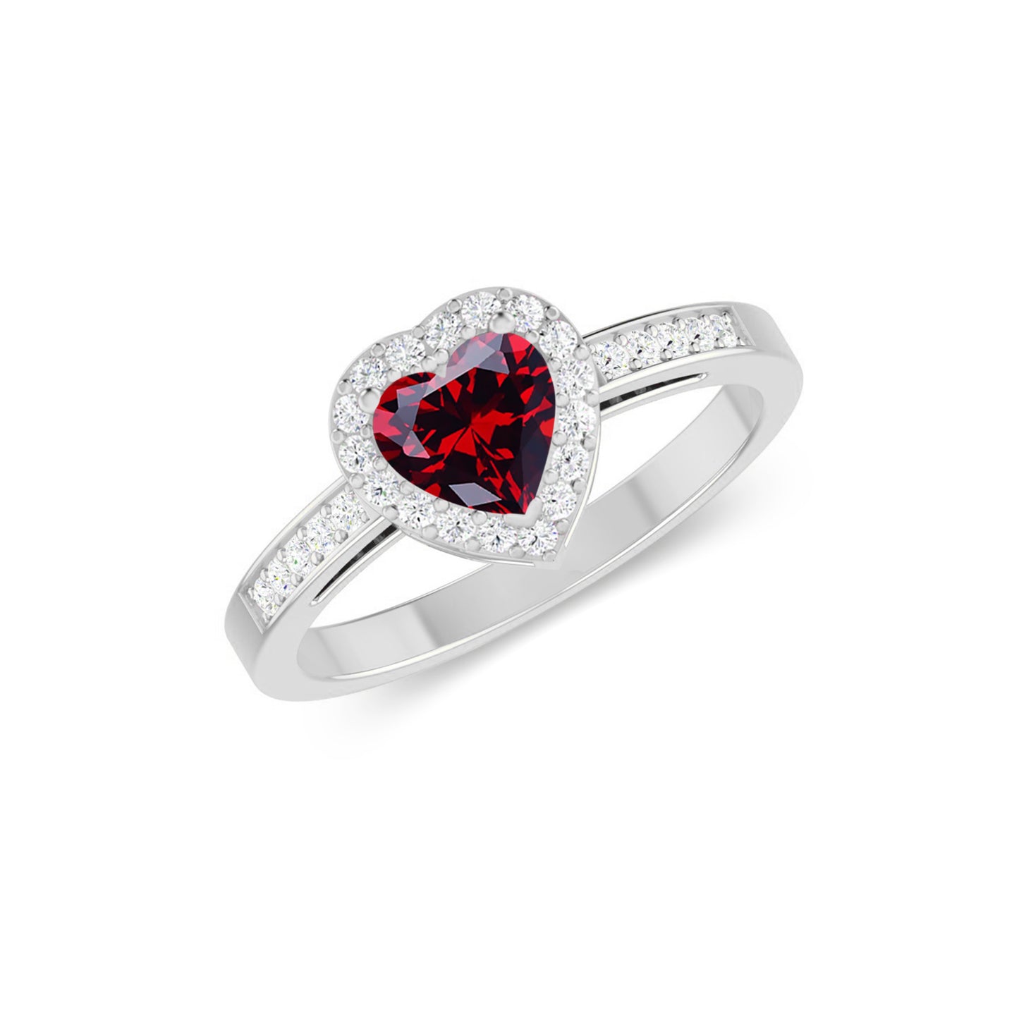 Heart Halo Ring | Sterling Silver Birthstone Ring | Genuine Gemstone Studded Ring | Personalized Promise Ring | Gift for Her
