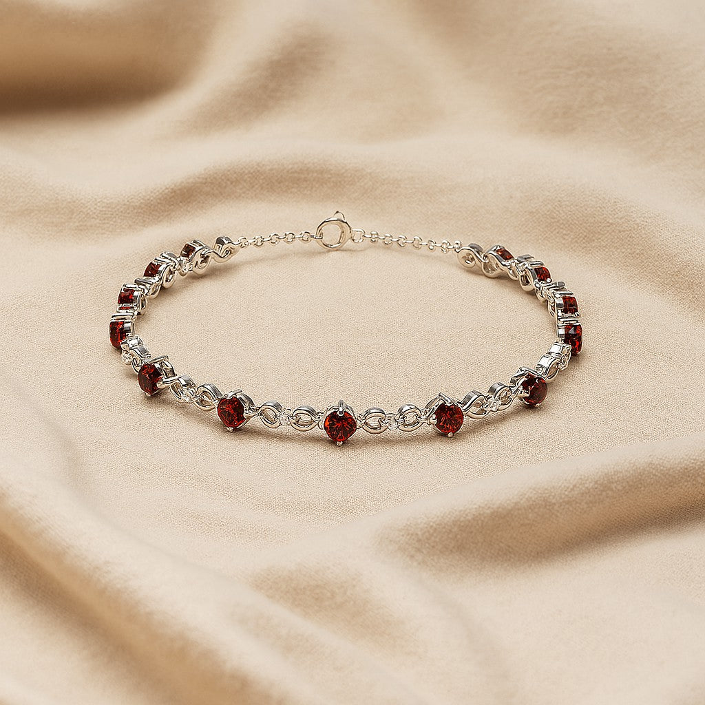 Infinity Tennis Bracelet | Sterling Silver Birthstone Bracelet | Adjustable Chain | 15 Gemstone Choices | Personalized Gemstone Bracelet
